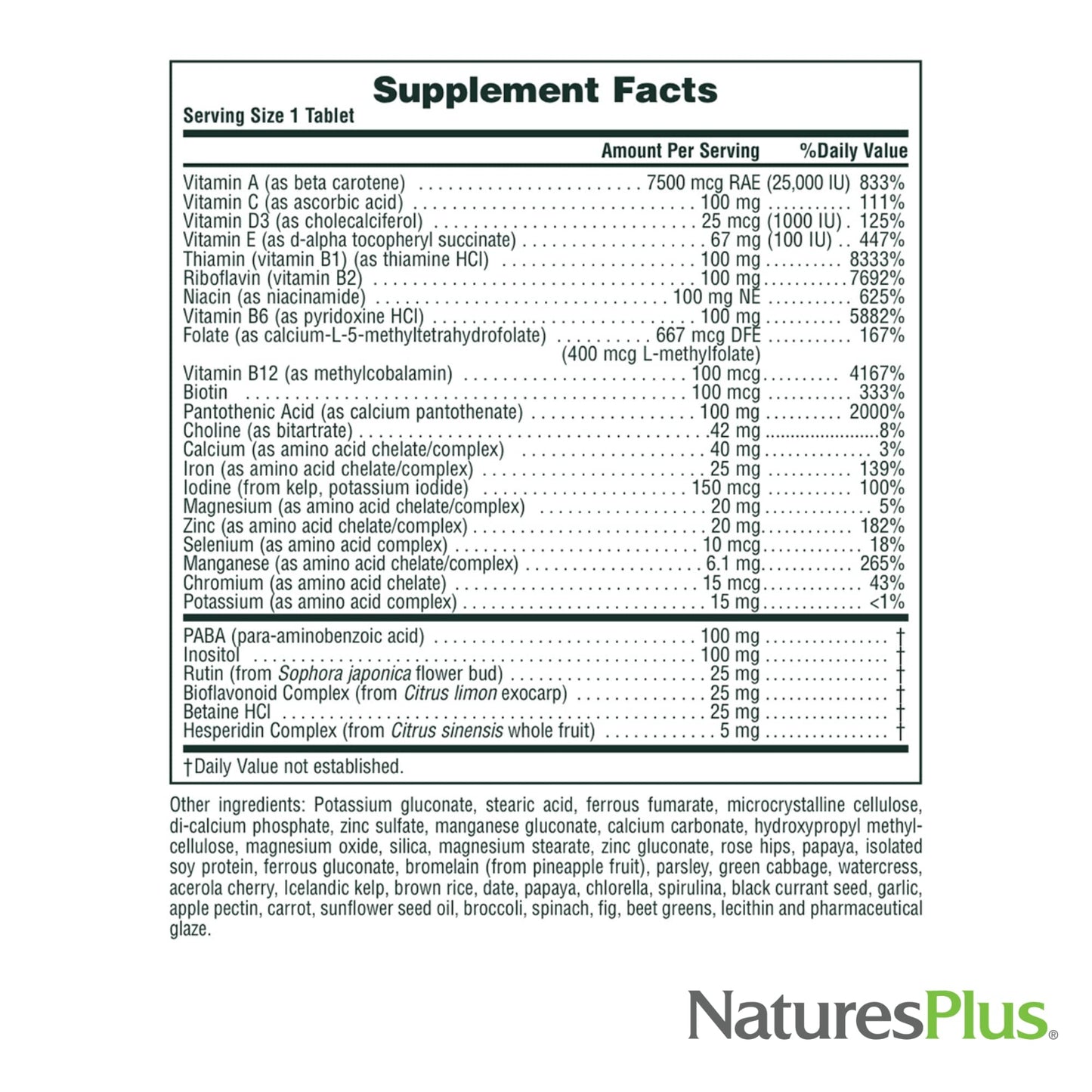 NaturesPlus Ultra II Daily Tablets, 60 Count, Multivitamin with Whole Foods for Overall Well-Being, Sustained Release, Supports Energy & Immune Health