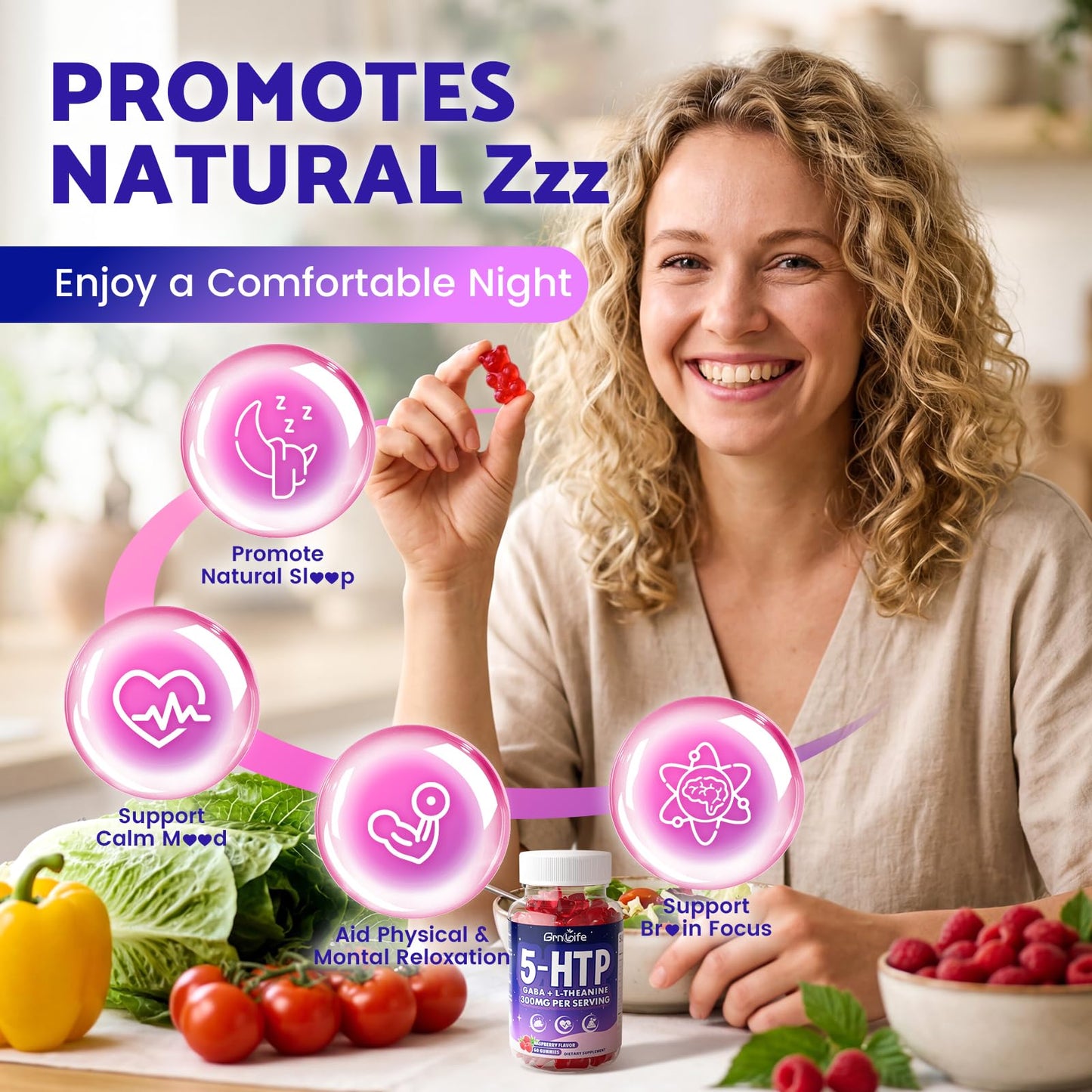 GrnLife 300mg 5-HTP Gummies, 60 Count