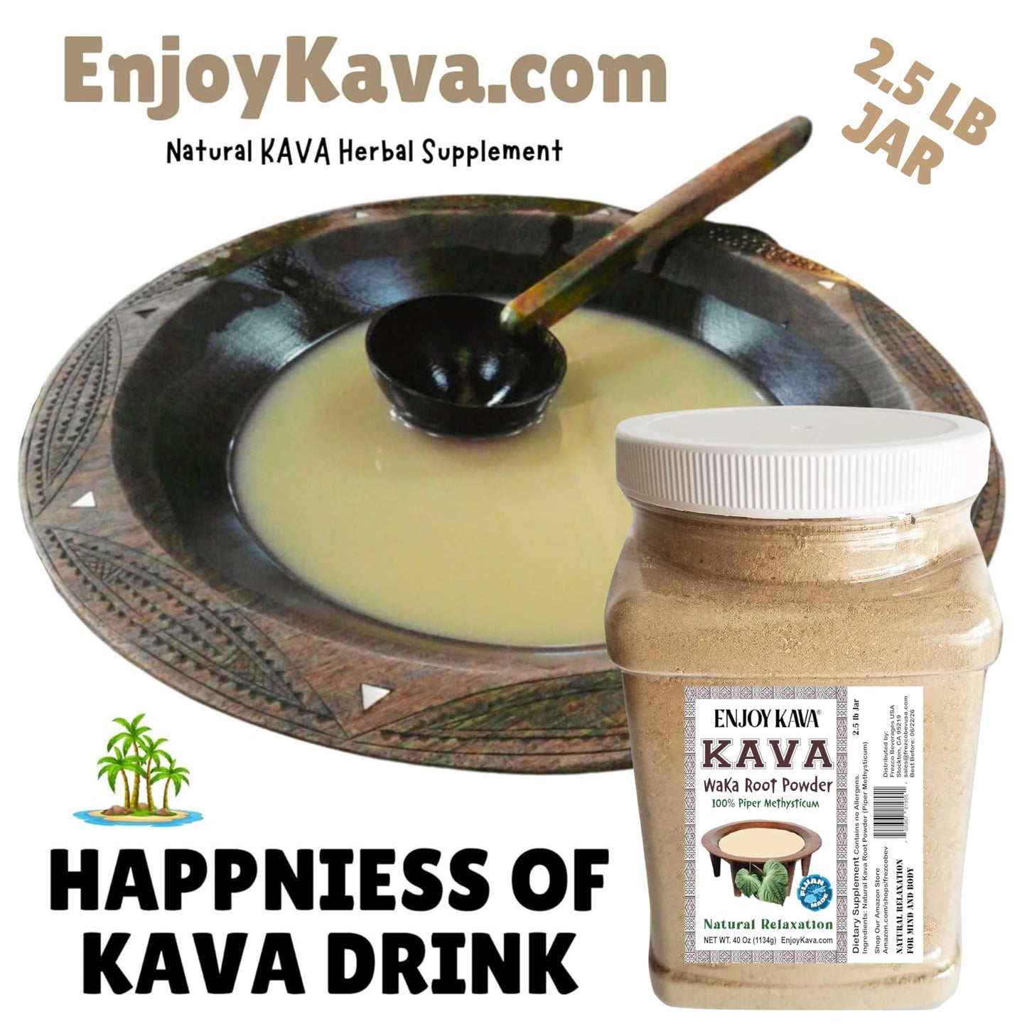 Enjoy Kava Kava Waka Powder – Authentic Noble Kava Root Powder, Powder, 1 Ounce