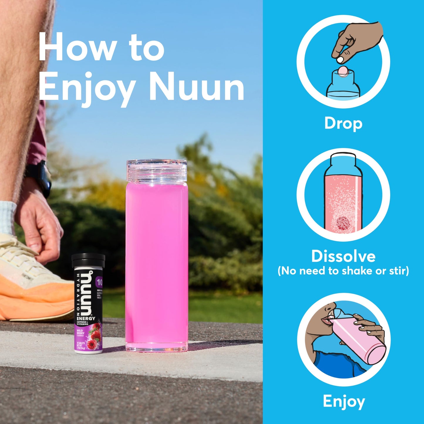 Nuun Energy Caffeine + B Vitamins Wild Berry Tablet, 80 Count