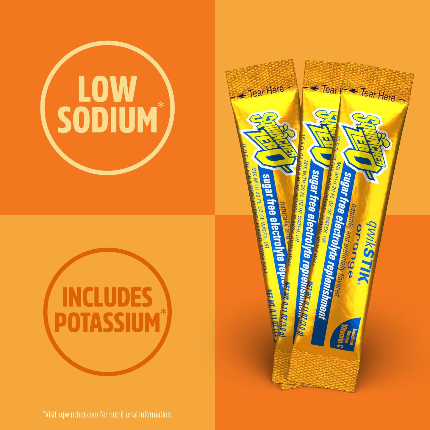 Sqwincher Qwik Stik Sugar Free Orange Flavor Stick 50 Sticks