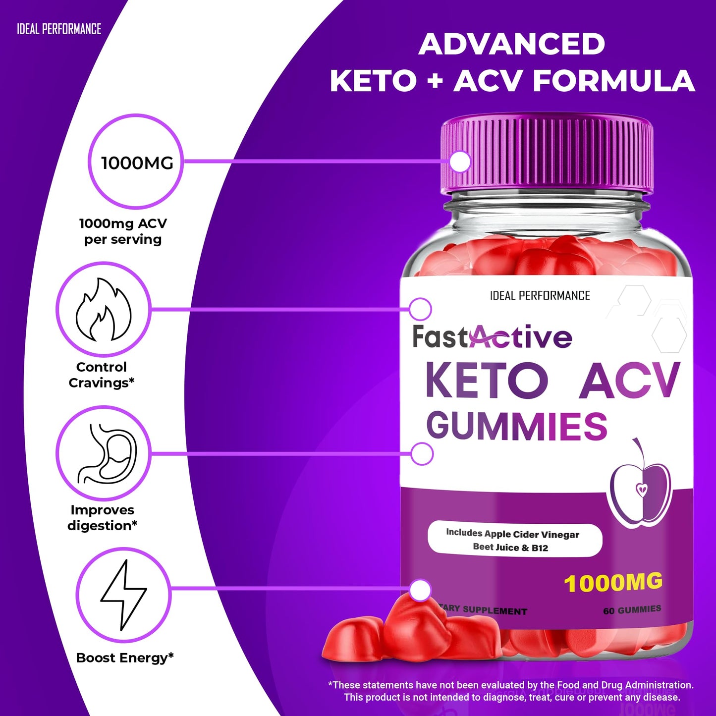 Ideal Performance Fast Active Keto Gummies 60 Count