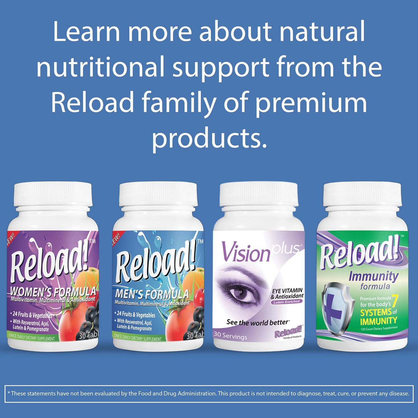 Reload! Multivitamin Tablet for Men, All Natural Multimineral & Antioxidant with 24 Fruits & Vegetables, 30 Tablets