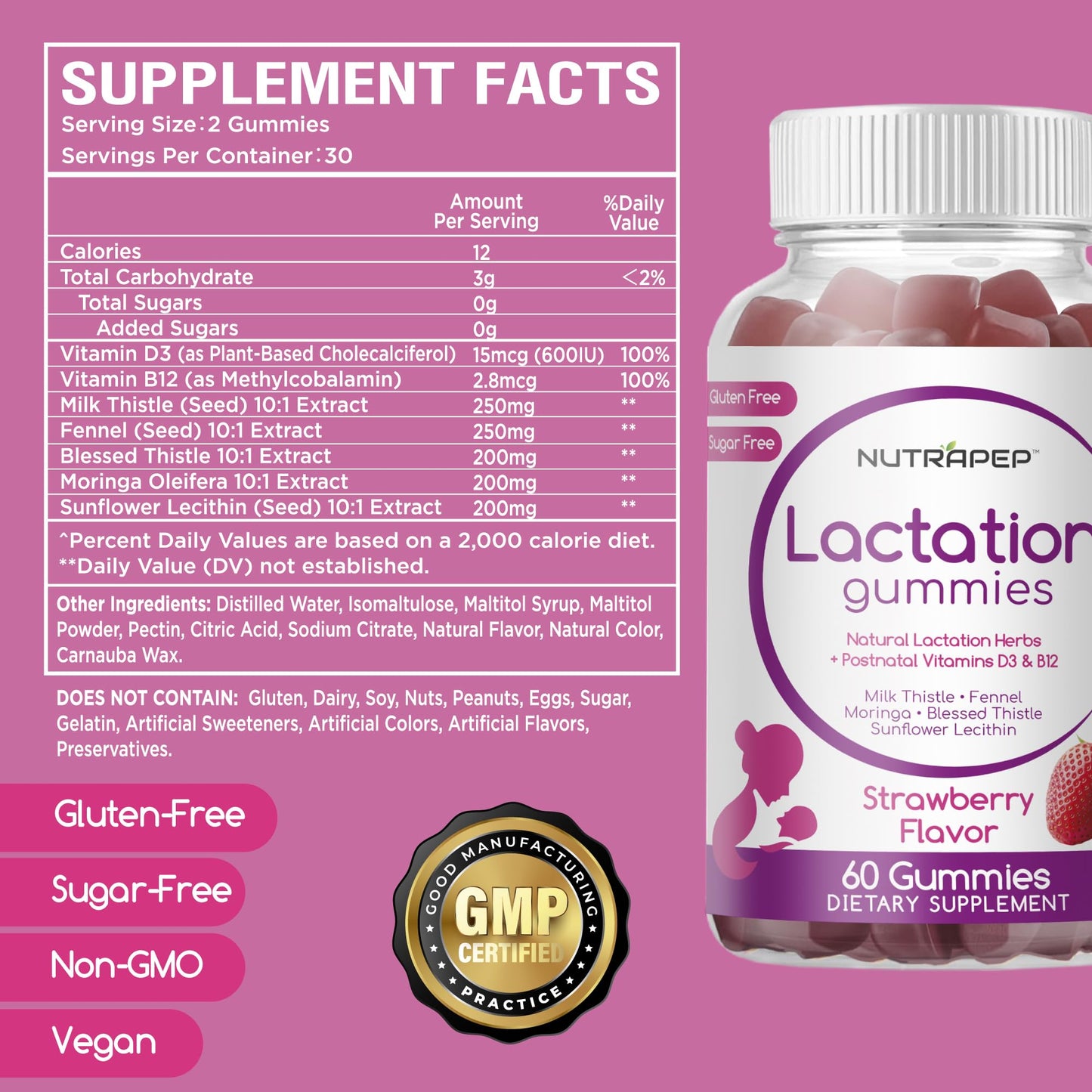 NutraPep Lactation and Postnatal Support Gummies, 60 Count