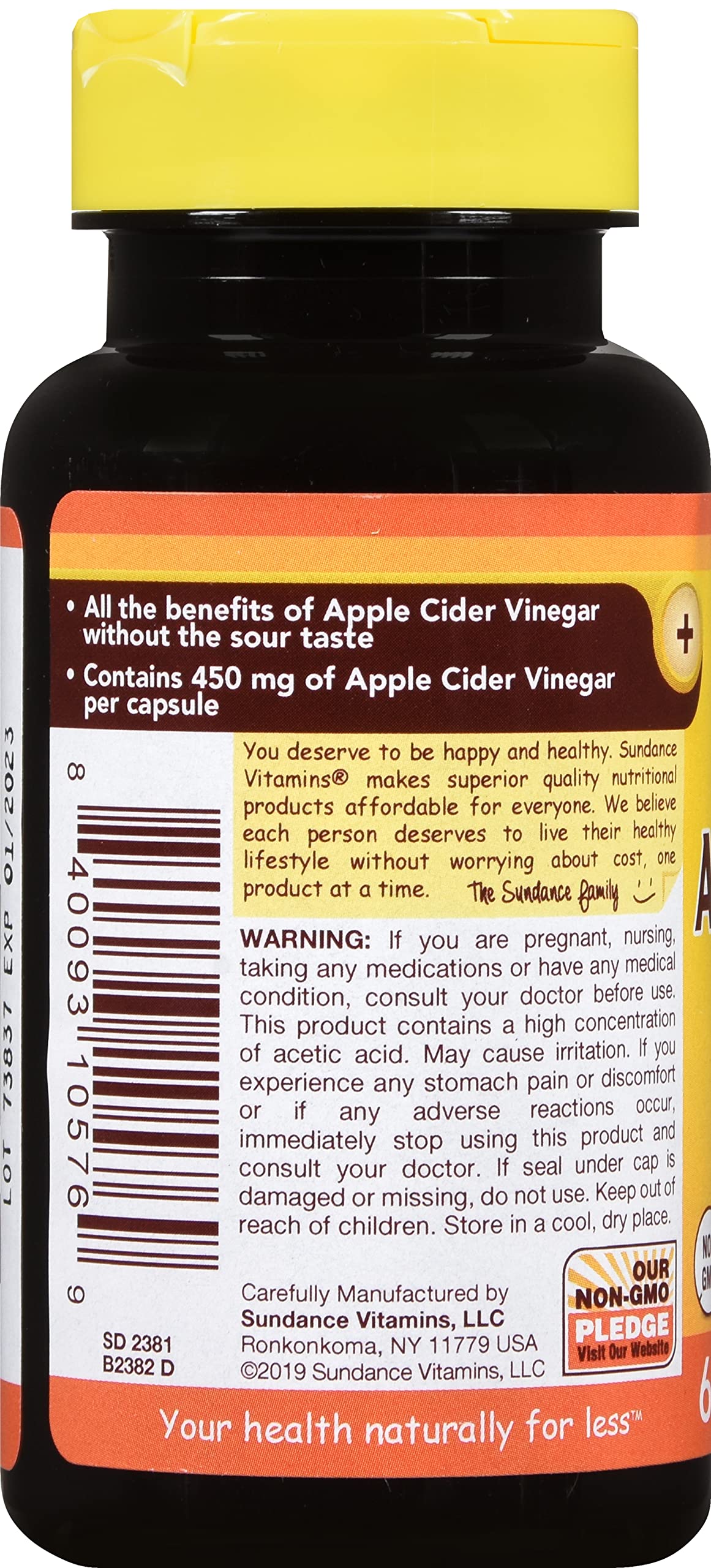Sundance Apple Cider Vinegar 450 mg Capsules, 300 Capsules