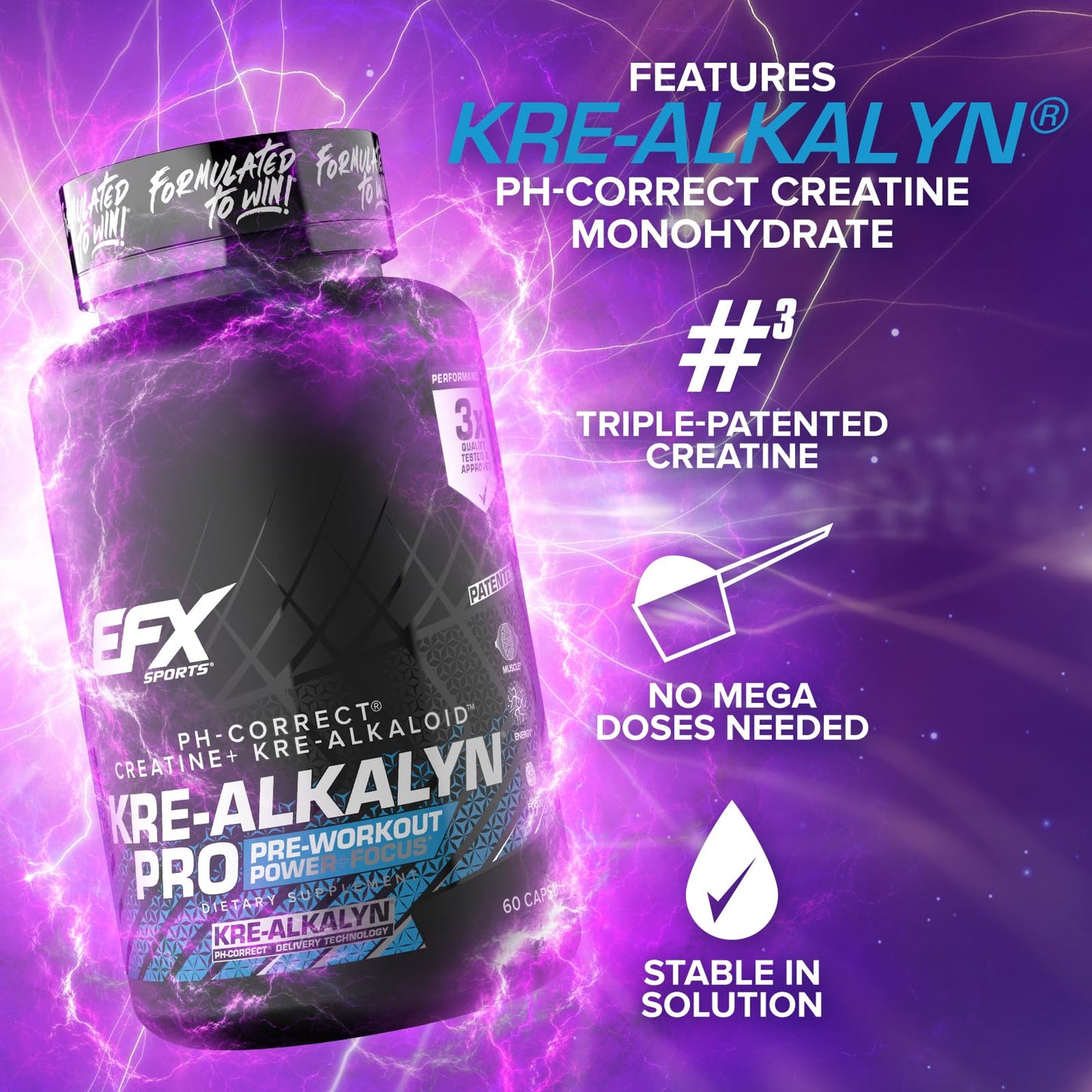 EFX Sports Kre-Alkalyn Pro Capsule, 60 Capsules