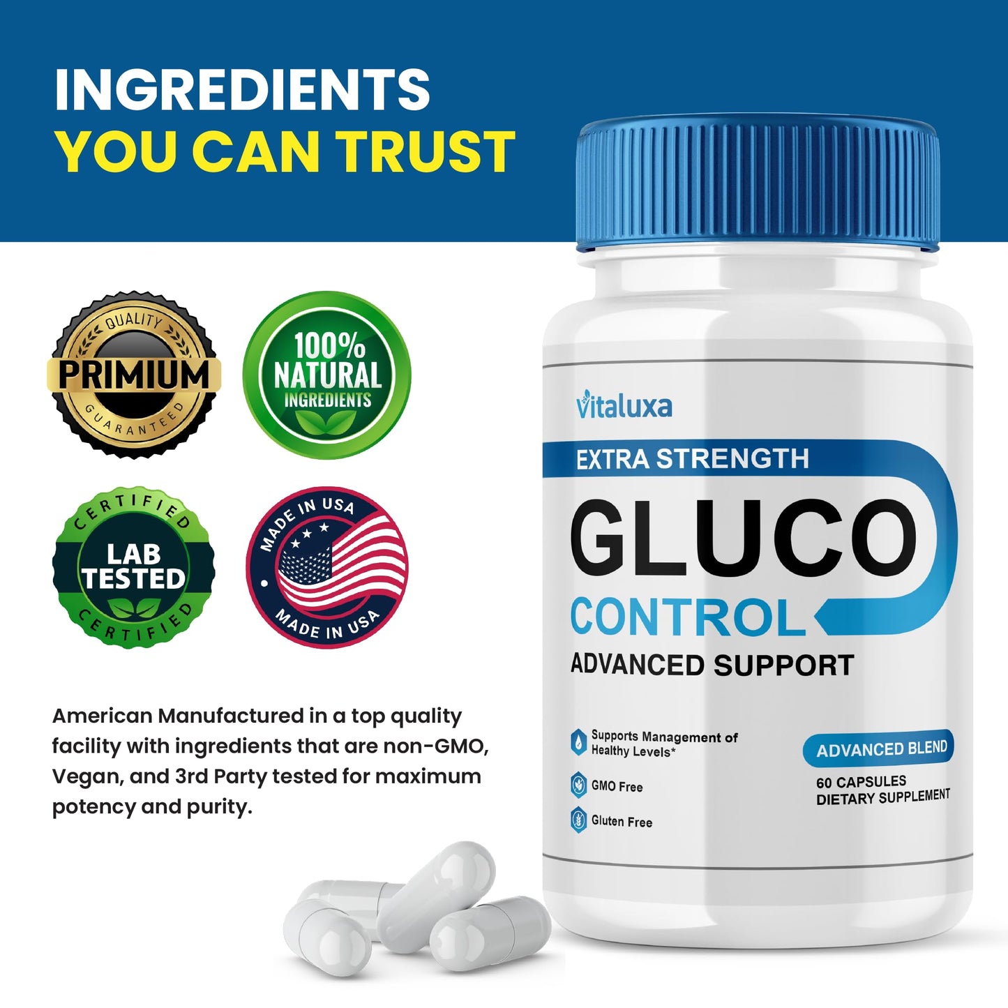 Vitaluxa Gluco Control Capsules 60 Count
