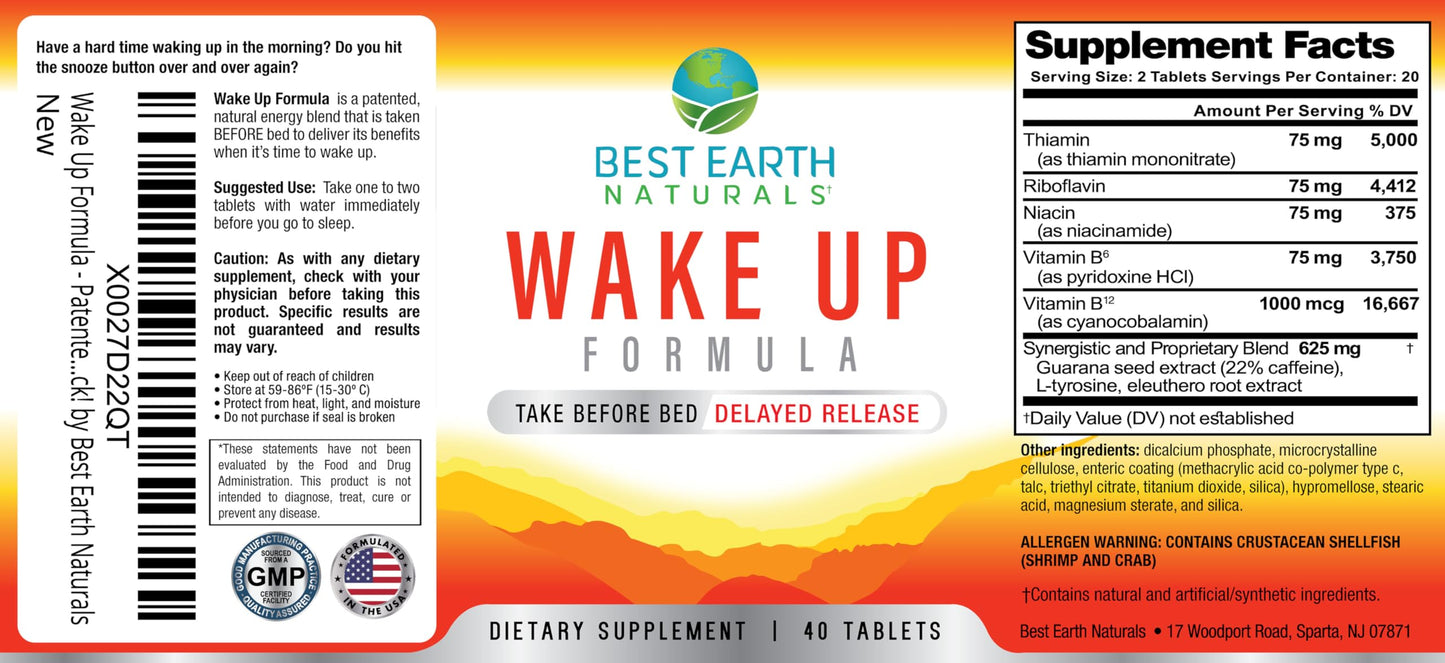 Best Earth Naturals Wake Up Formula Tablet, 40 Count