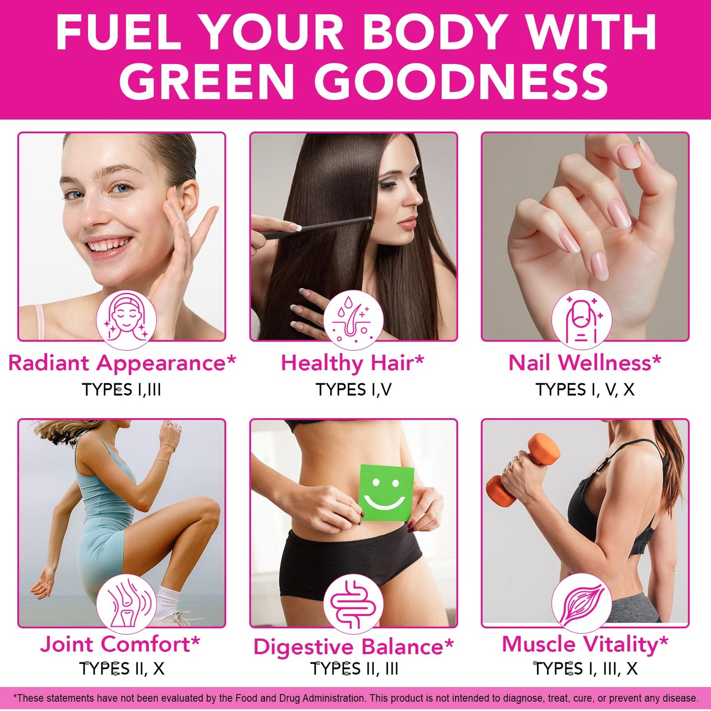 KITNOBLIS Collagen Capsules with Multi-Type Hydrolyzed Collagen Peptides, Biotin, Vitamin C & Hyaluronic Acid, 240 Capsules