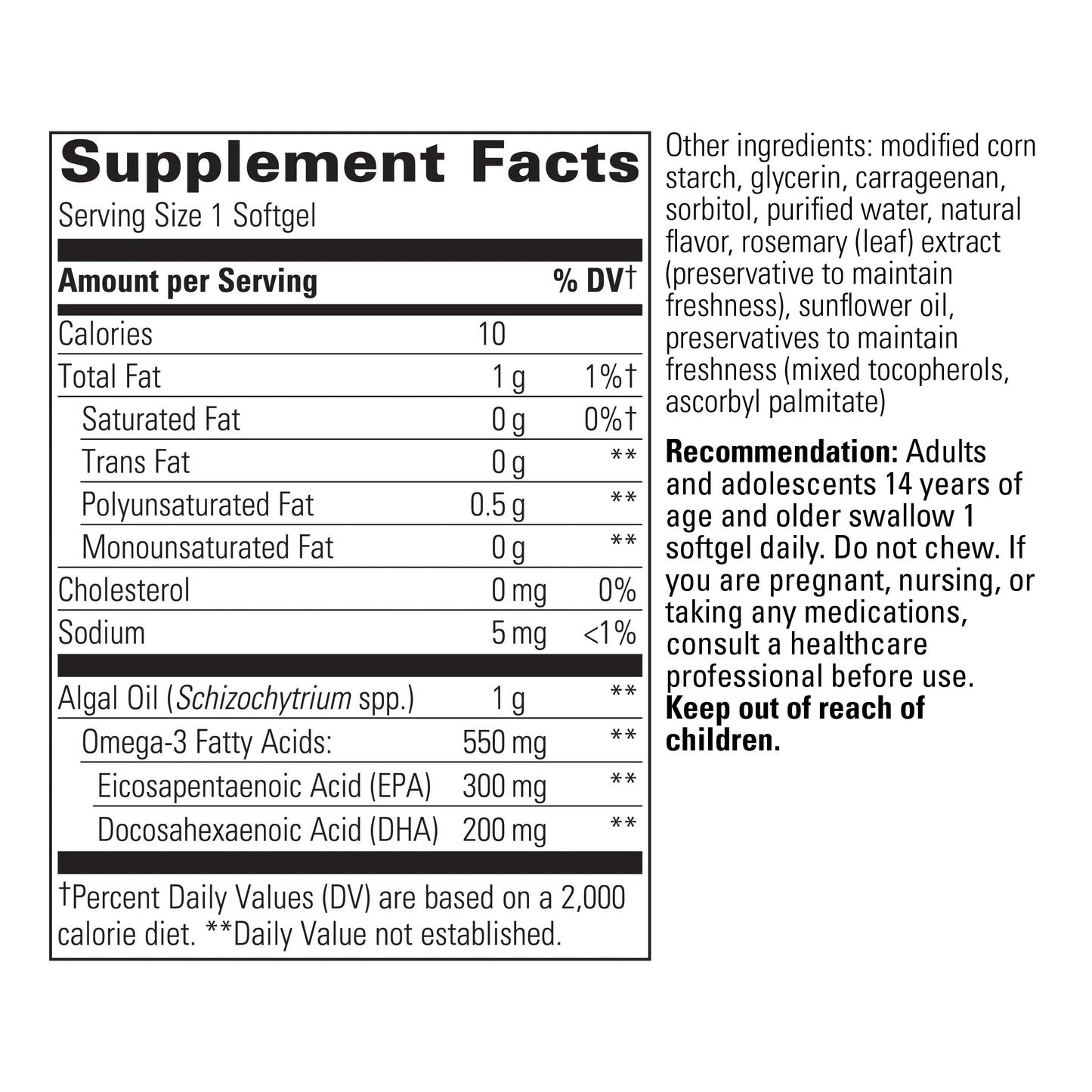 Integrative Therapeutics Pure Omega Algae Softgel 30