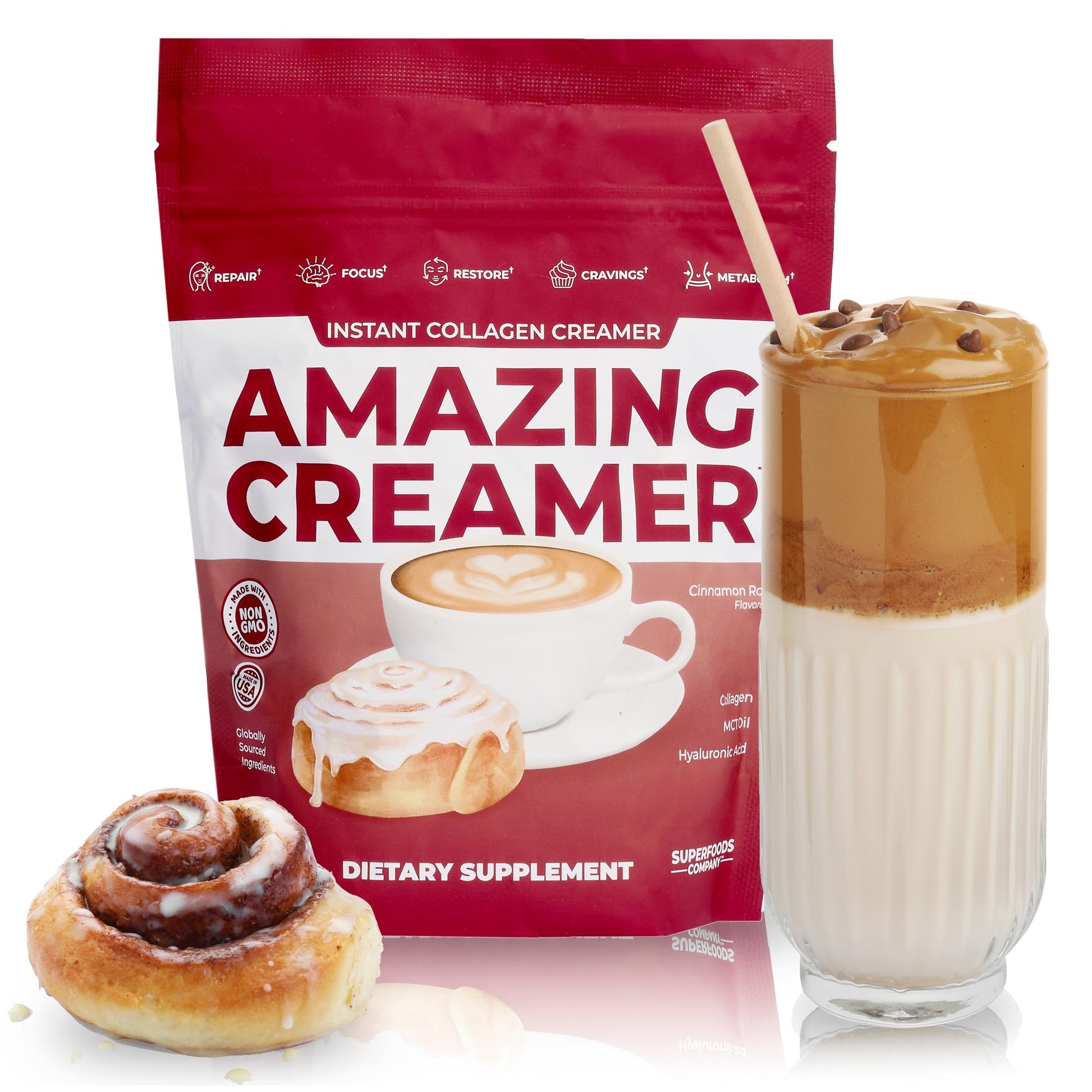 Superfoods Company Amazing Creamer Cinnamon Roll Powder 24.6 oz