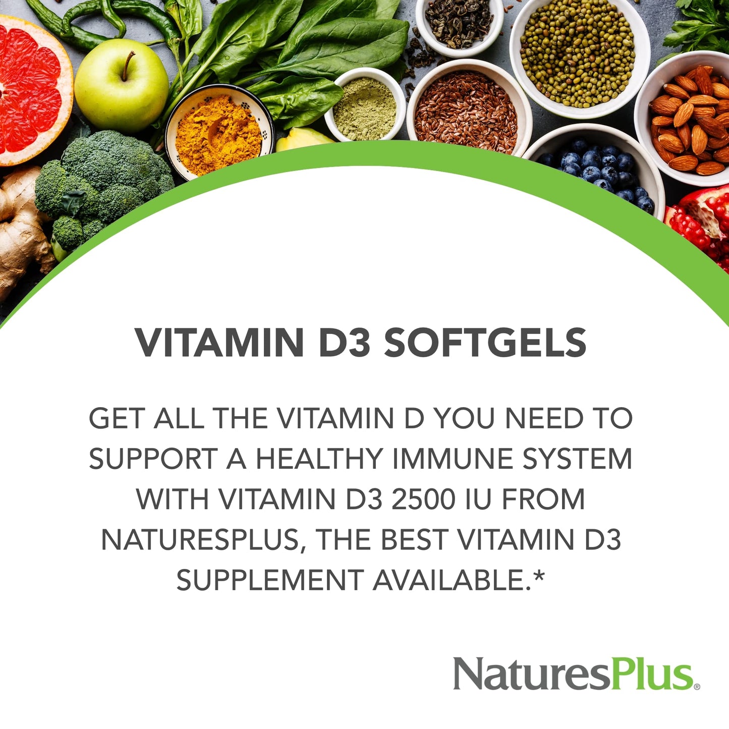 NaturesPlus Vitamin D3 2500 IU Softgels 60 Count