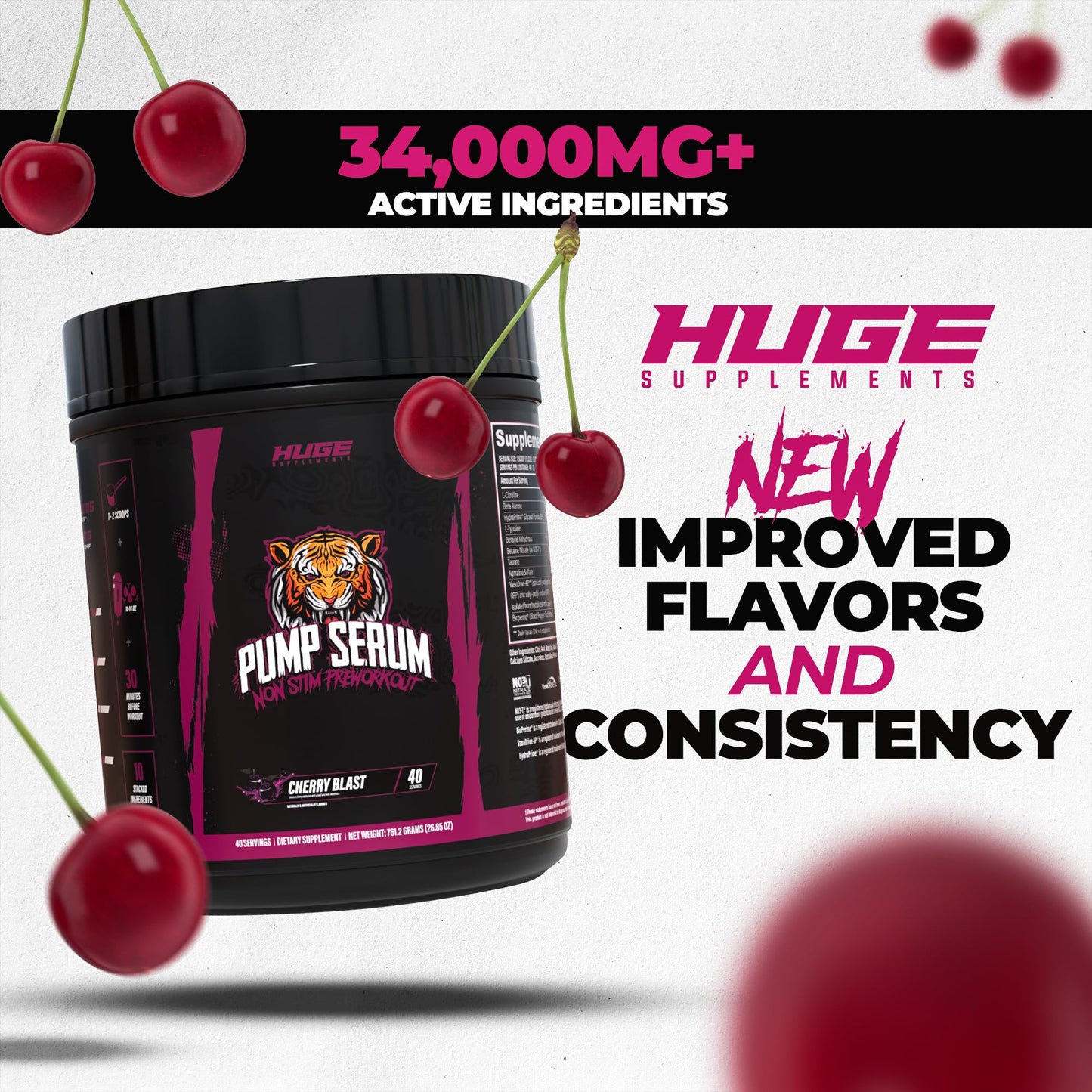 Huge Supplements Pump Serum Non-Stim Pre-Workout Powder 21.12 oz