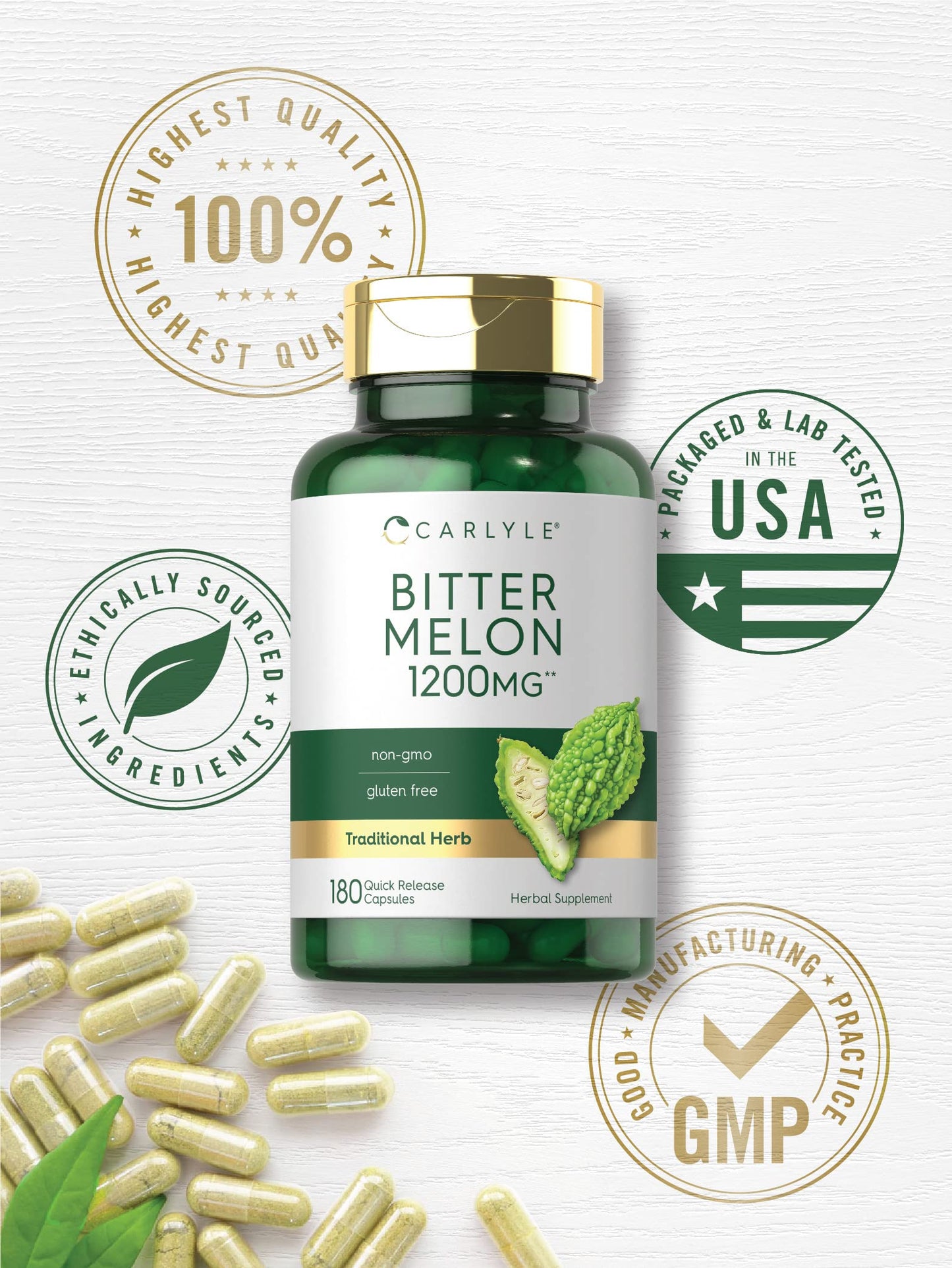 Carlyle Bitter Melon Extract Supplement Capsule, 180 Capsules