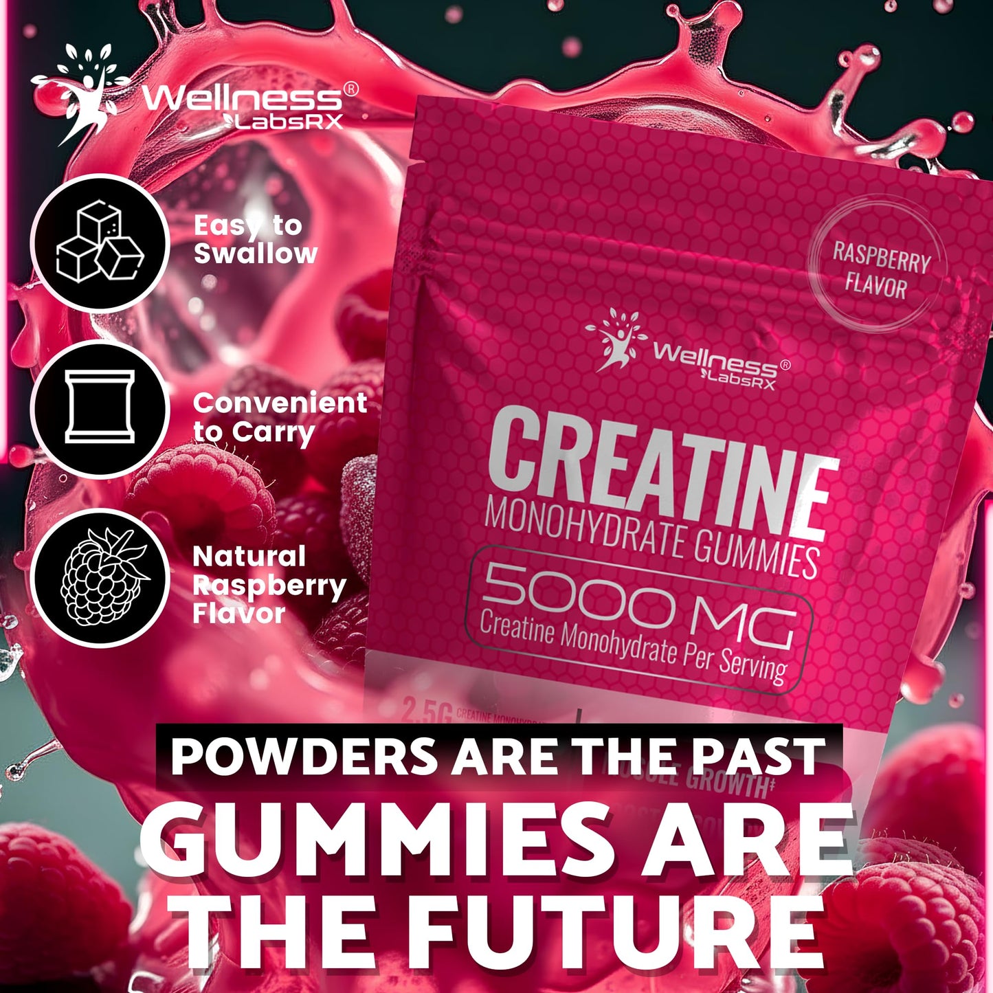 WELLNESS LABSRX Creatine Monohydrate Gummies, 60 Gummies