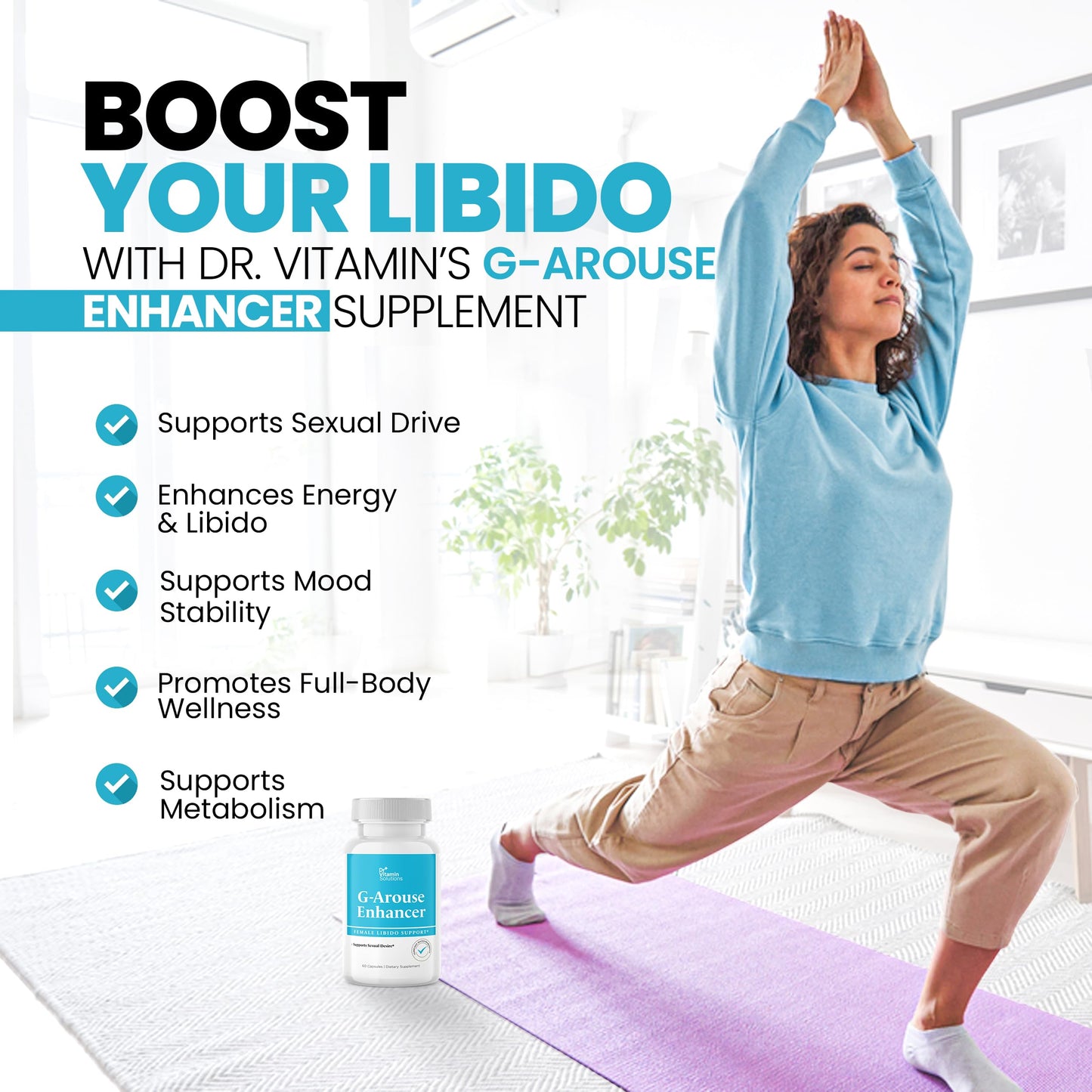 DR VITAMIN SOLUTIONS G-Arouse Libido Booster with Horny Goat Weed Capsules, 60 Count