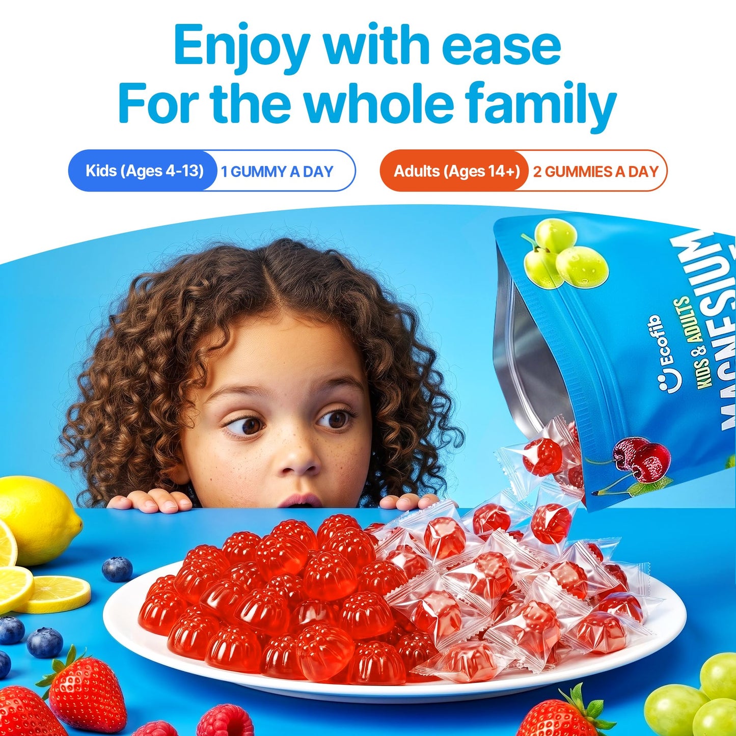 ECOFIB Magnesium Glycinate Gummies, 120 Count