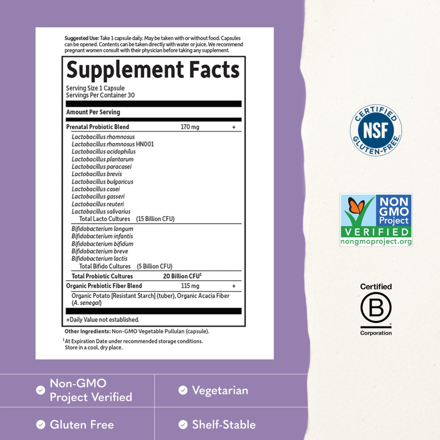 Garden of Life Dr. Formulated Probiotics Once Daily Prenatal - 20 Billion CFU, 30 Capsules