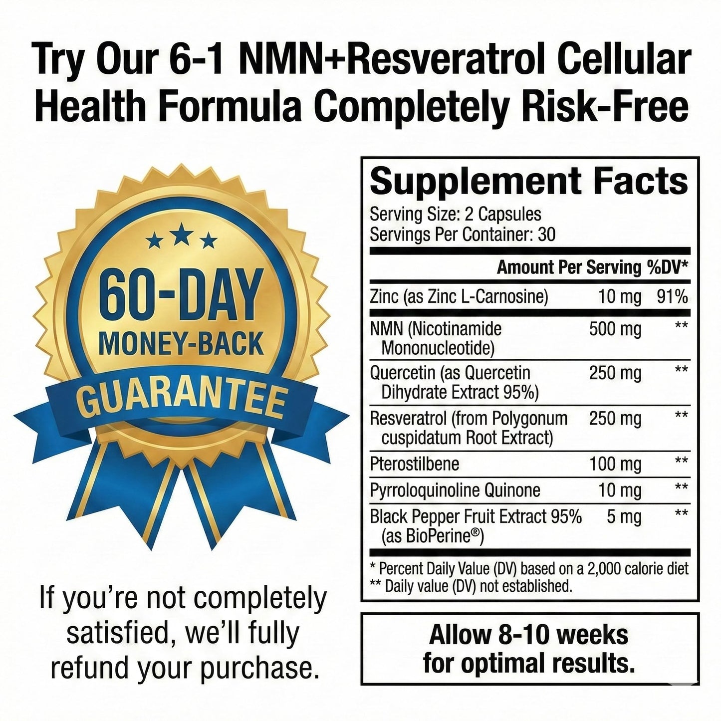 CogniTune NMN Supplement with Resveratrol, Quercetin & PQQ, 1115mg, 60 Capsules