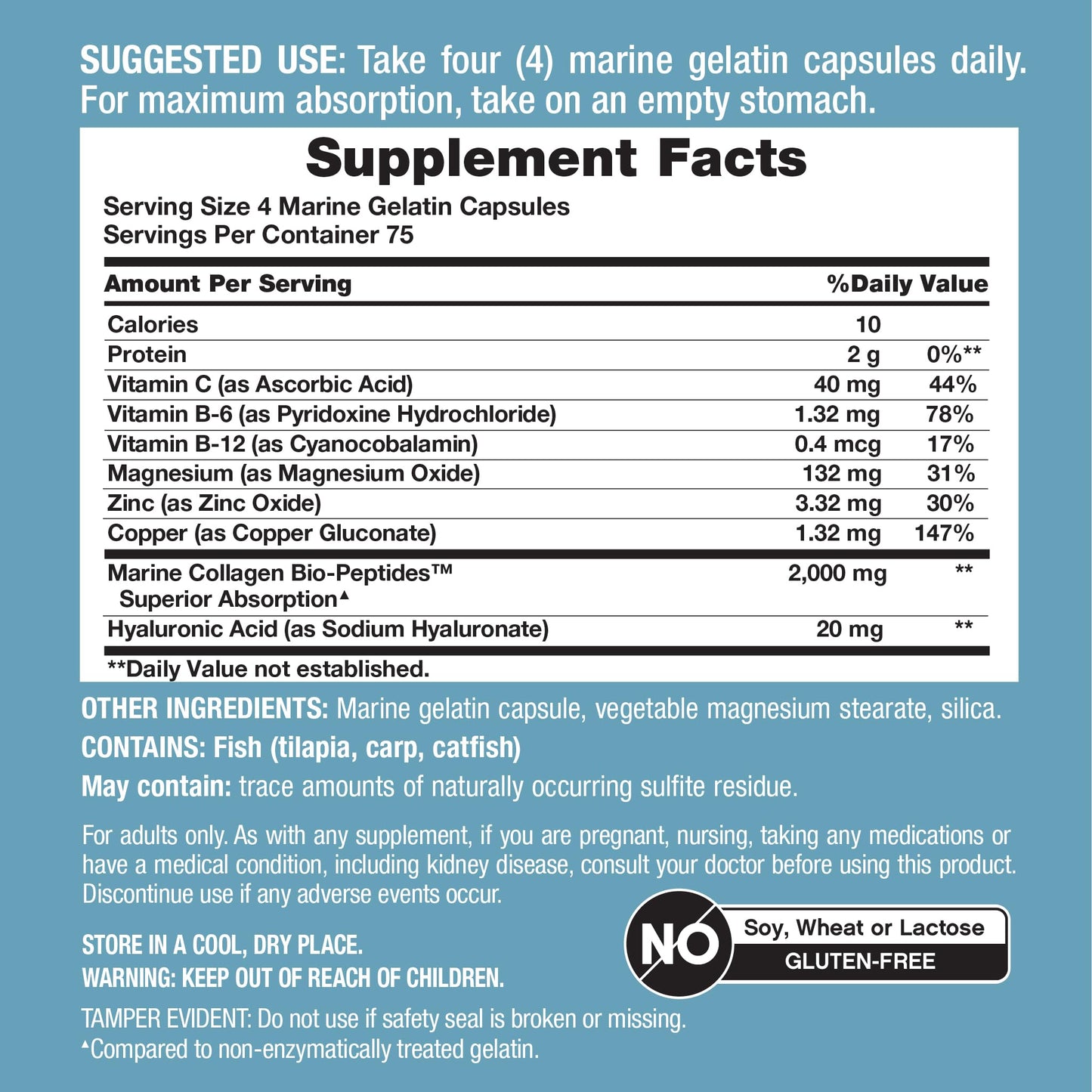 NeoCell Marine Collagen Peptides Capsules 300 Count