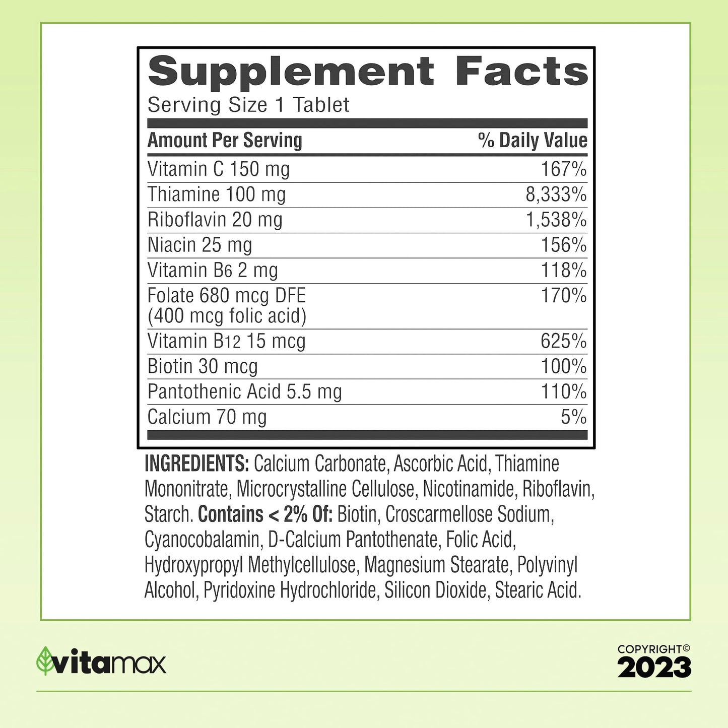 Generic Sprin Val-Ley Super Vitamin B-Complex Tablets 250 Count