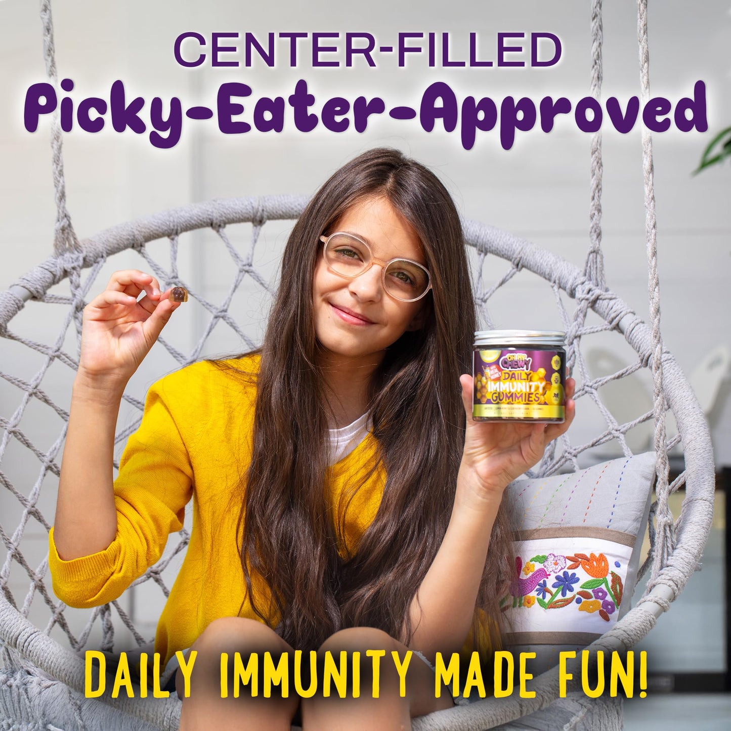 OH MY CHEWY Elderberry Gummies Immunity Support for Kids & Teens Gummy 60 Count