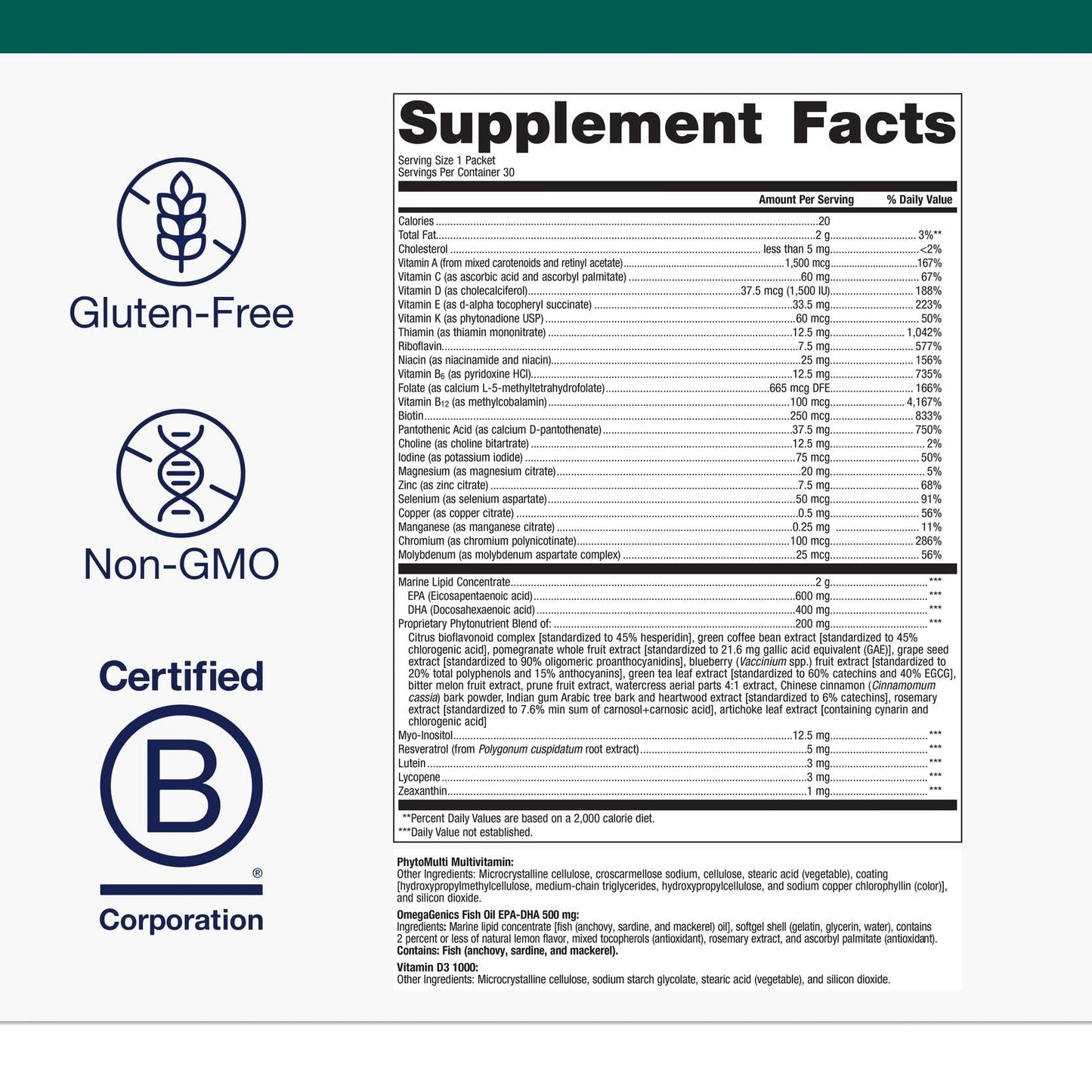 Metagenics Wellness Essentials Daily Packs - Multivitamin & Omega-3 Packets, Capsules, 30 Count