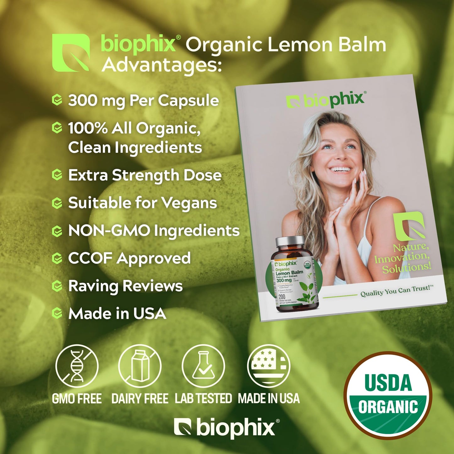biophix Organic Lemon Balm Capsules 200