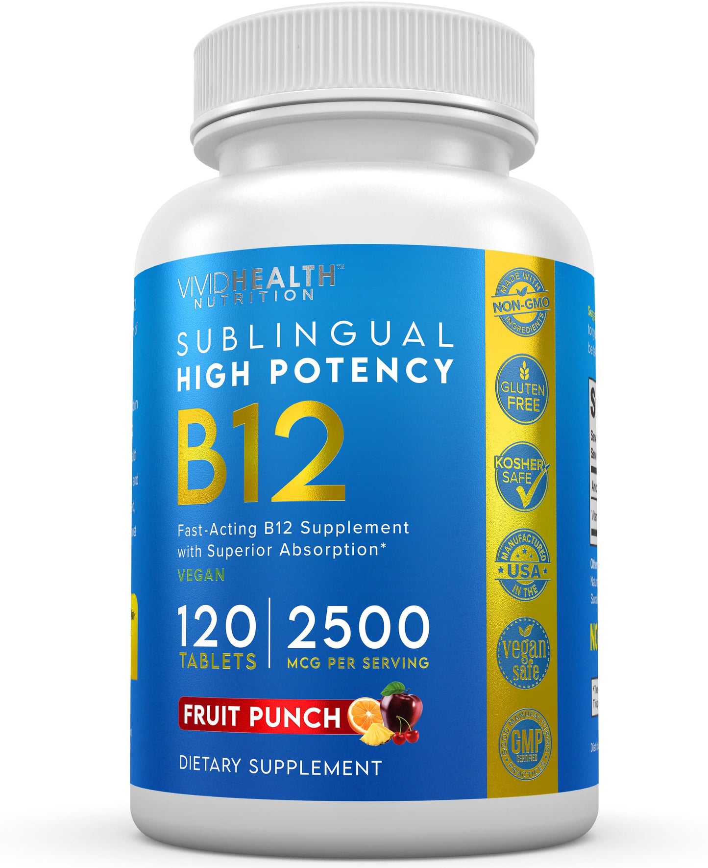 Vivid Health Nutrition Vitamin B12 Sublingual Tablet, 120 Count