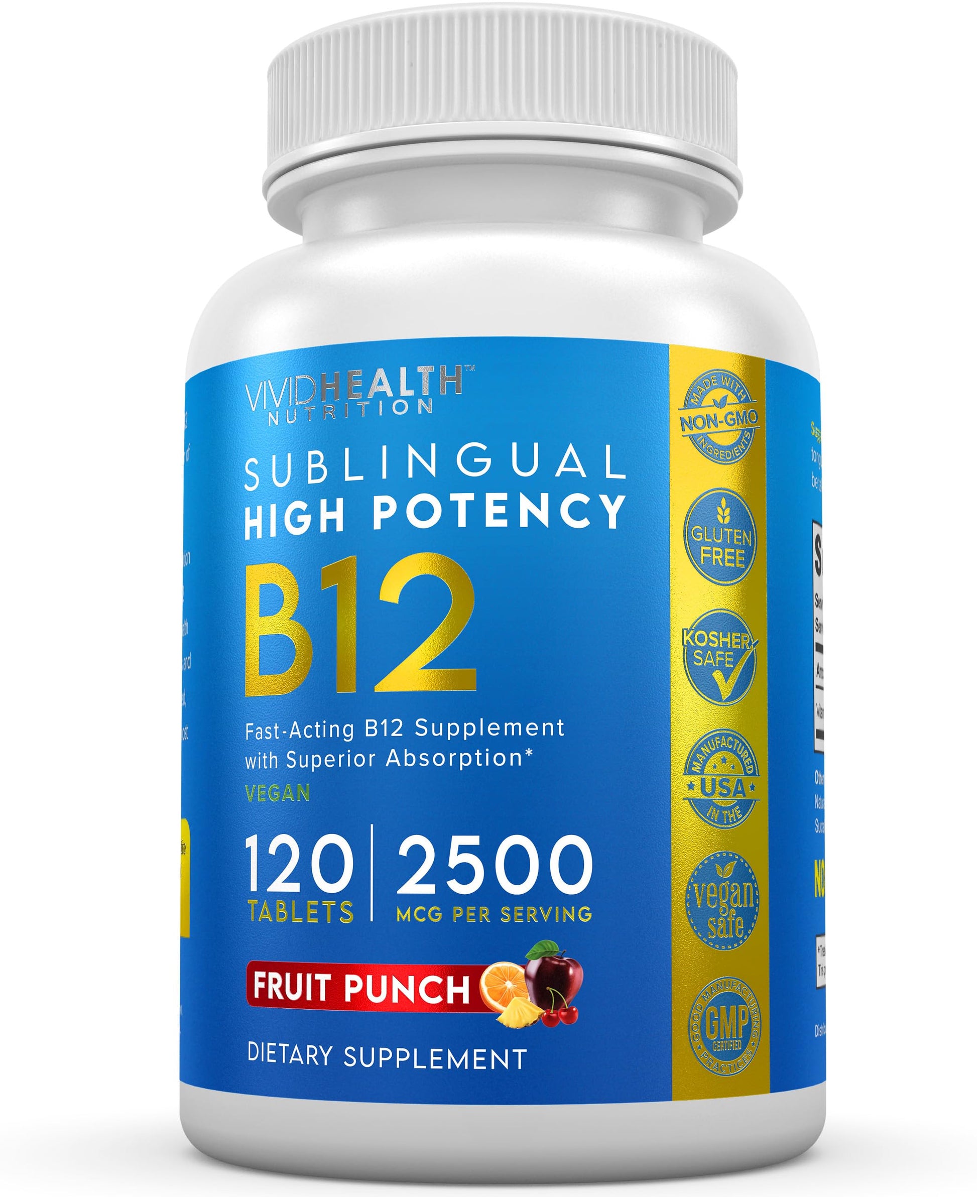 Vivid Health Nutrition Vitamin B12 Sublingual Tablet, 120 Count