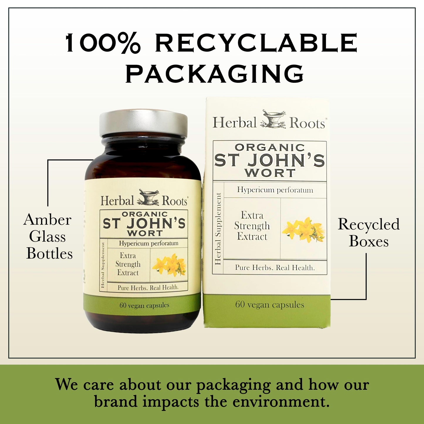 Herbal Roots Organic St Johns Wort Capsules 450 mg per Serving, 60 Count