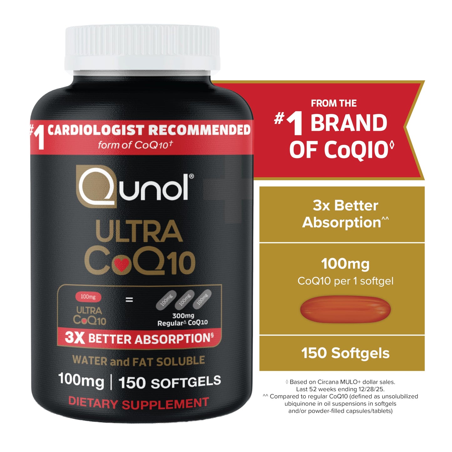 Qunol Ultra CoQ10 100mg Softgels, 150 Count