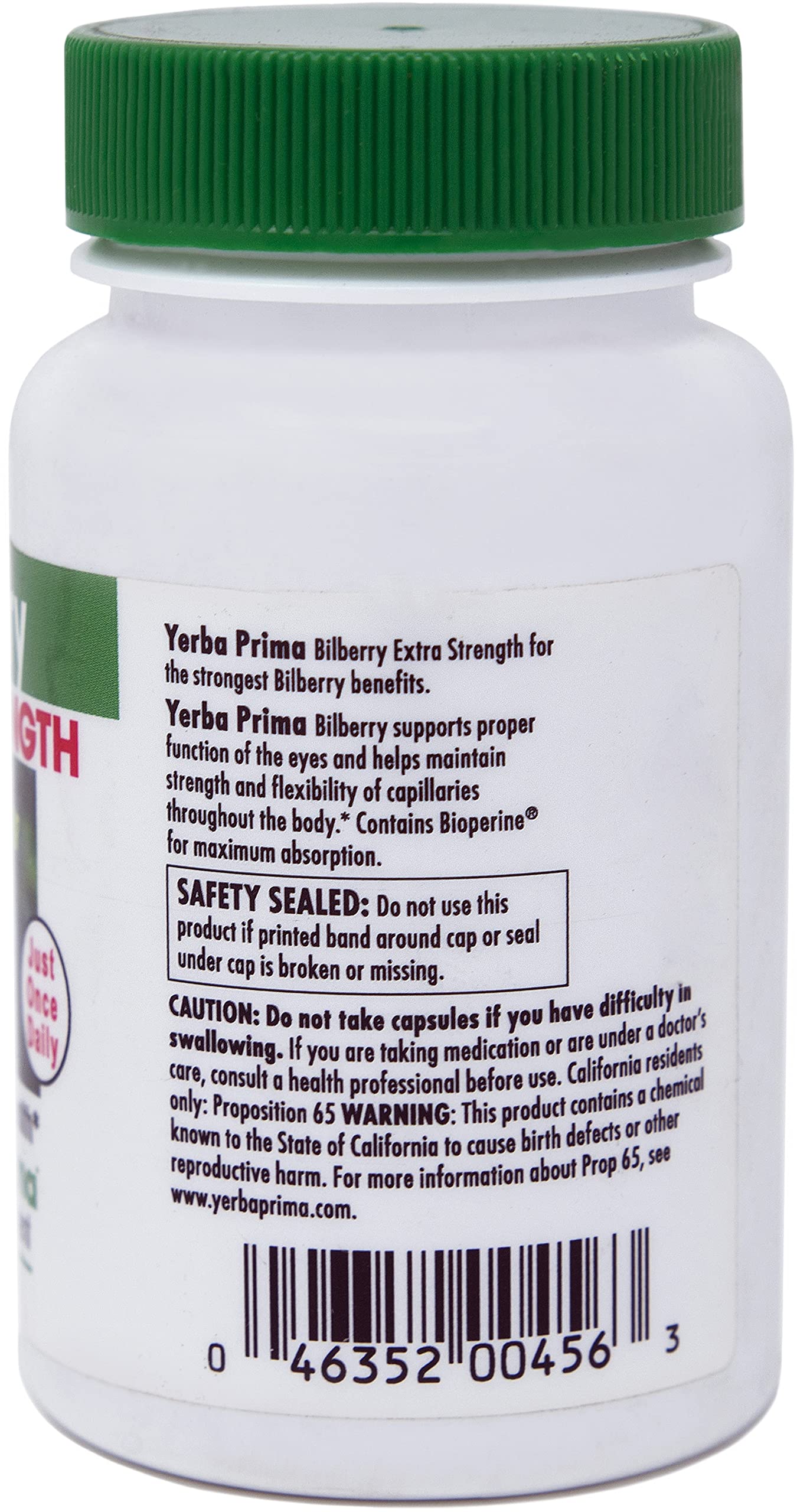 Yerba Prima Bilberry Extra Strength Capsules, 50 Count