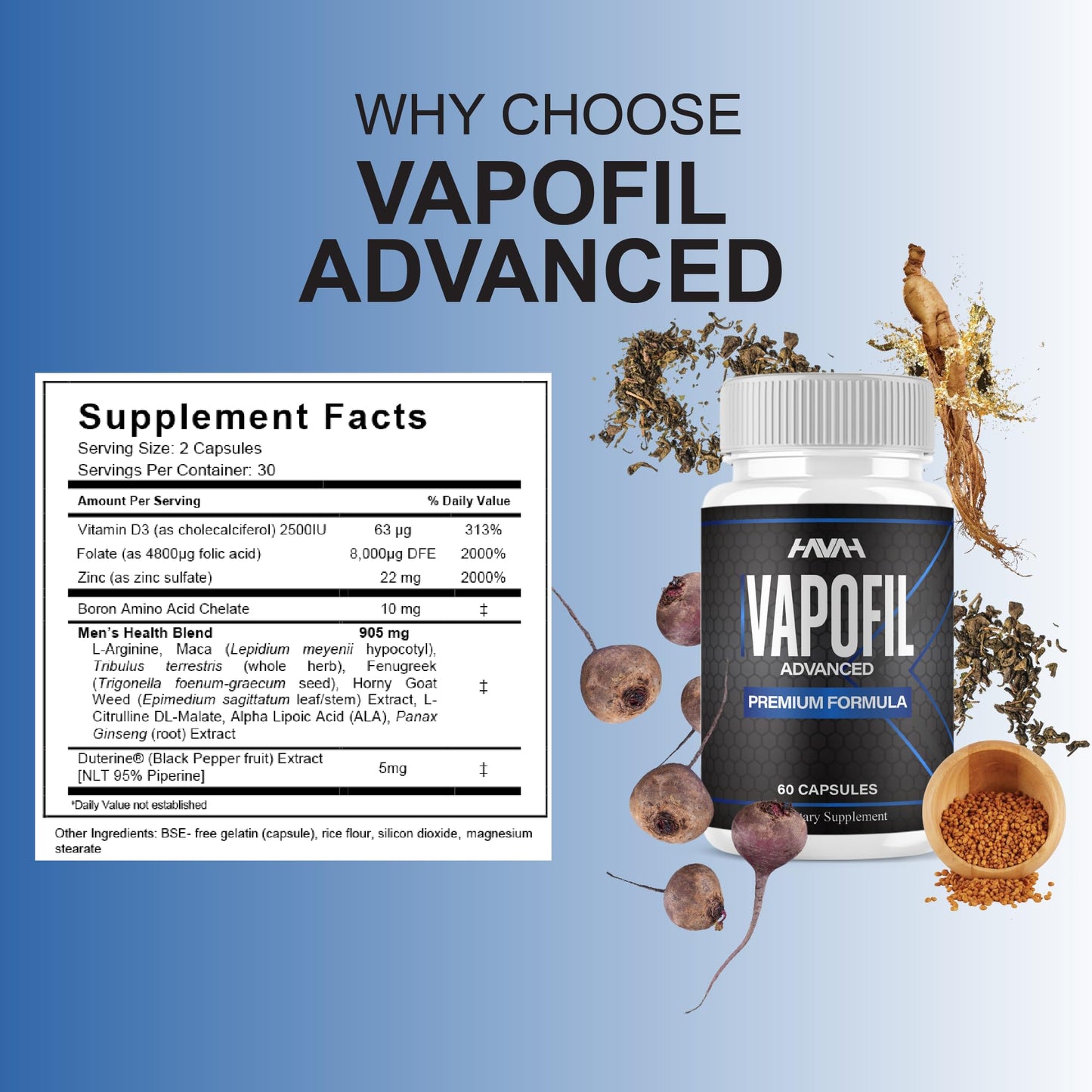Havah Vapofil Advance Formula Vapo Fill Performance Capsules, 60 Capsules