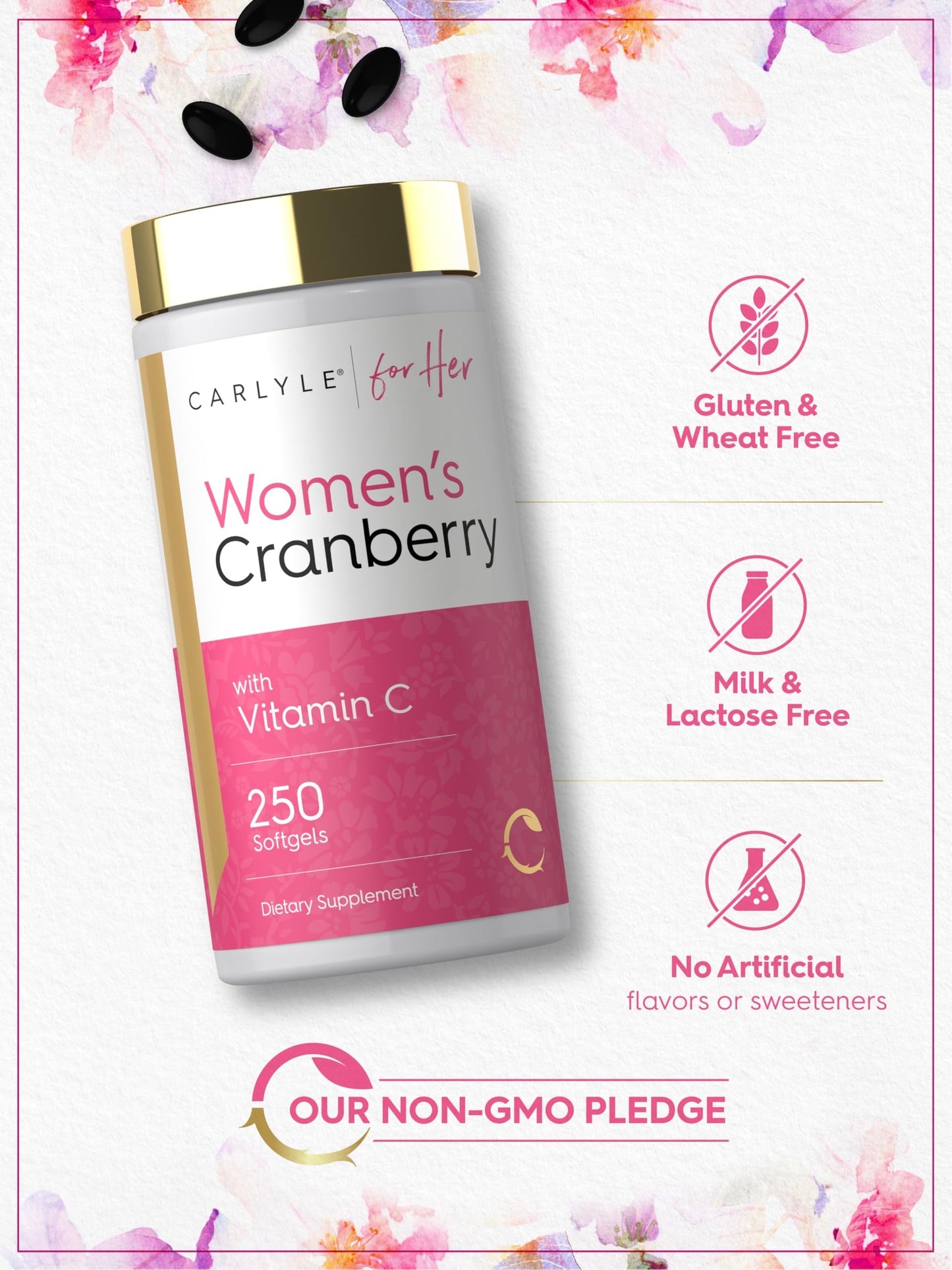 Carlyle Cranberry Pills for Women Softgels, 250 Count