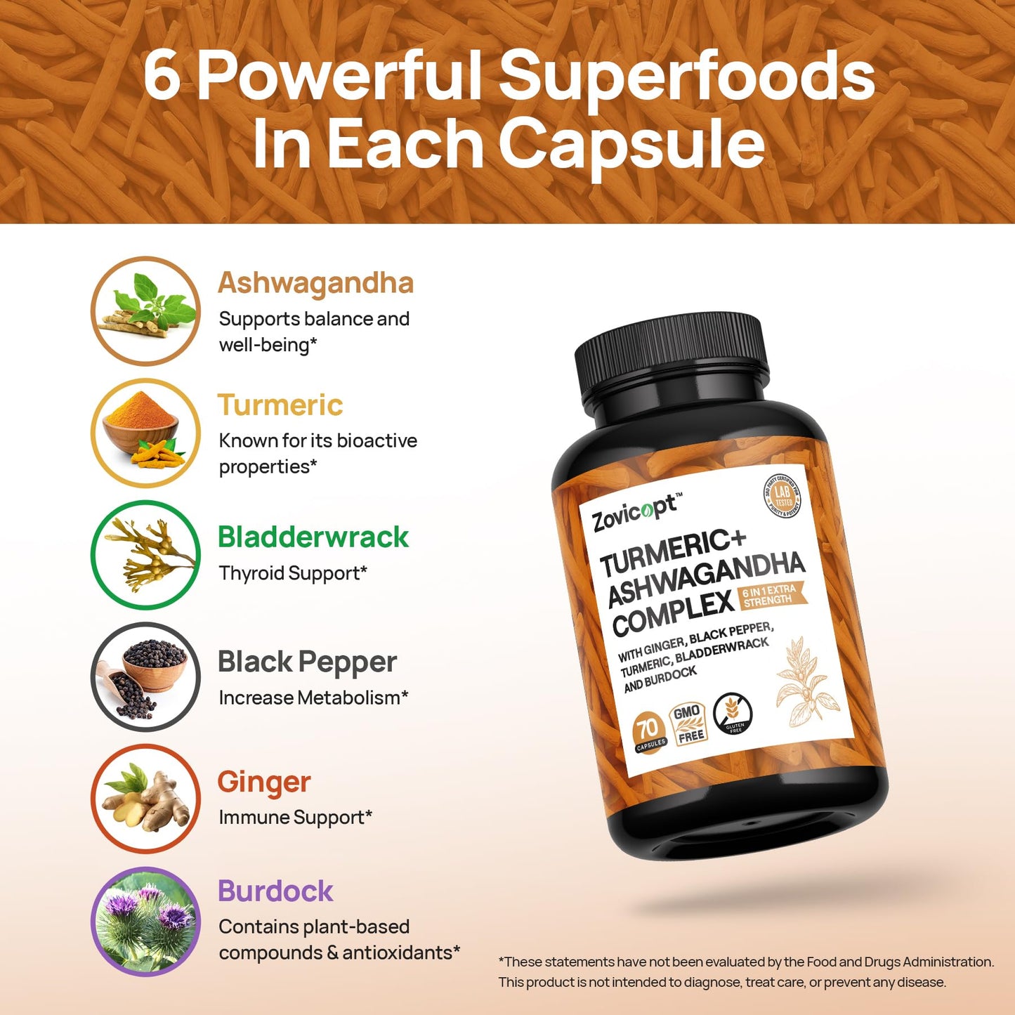 Zovicopt Ashwagandha Supplement Capsule 70 Count