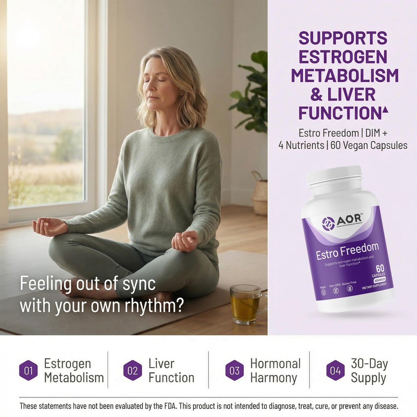 AOR Estro Freedom Vegan Capsules, 60 Count