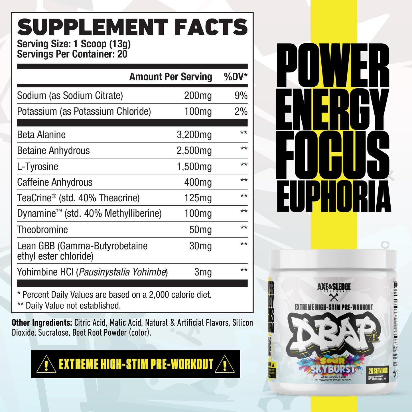 Axe & Sledge DBAP Extreme High Stim Pre-Workout Powder 7.02 oz
