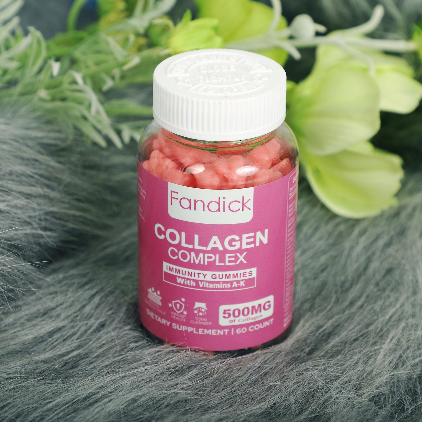 FANDICK Collagen Complex Immunity Gummies with Vitamins A-K, 60 Count