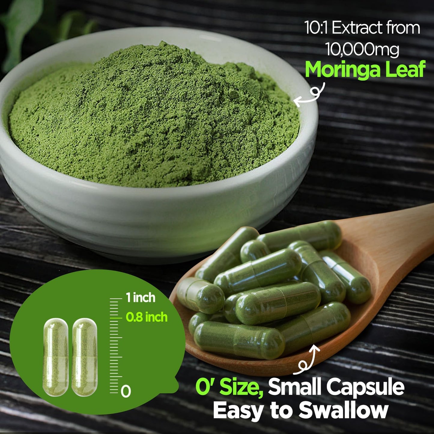 GREABBY Moringa Capsules with Turmeric & Boswellia, Immune Health Support, 90 Capsules