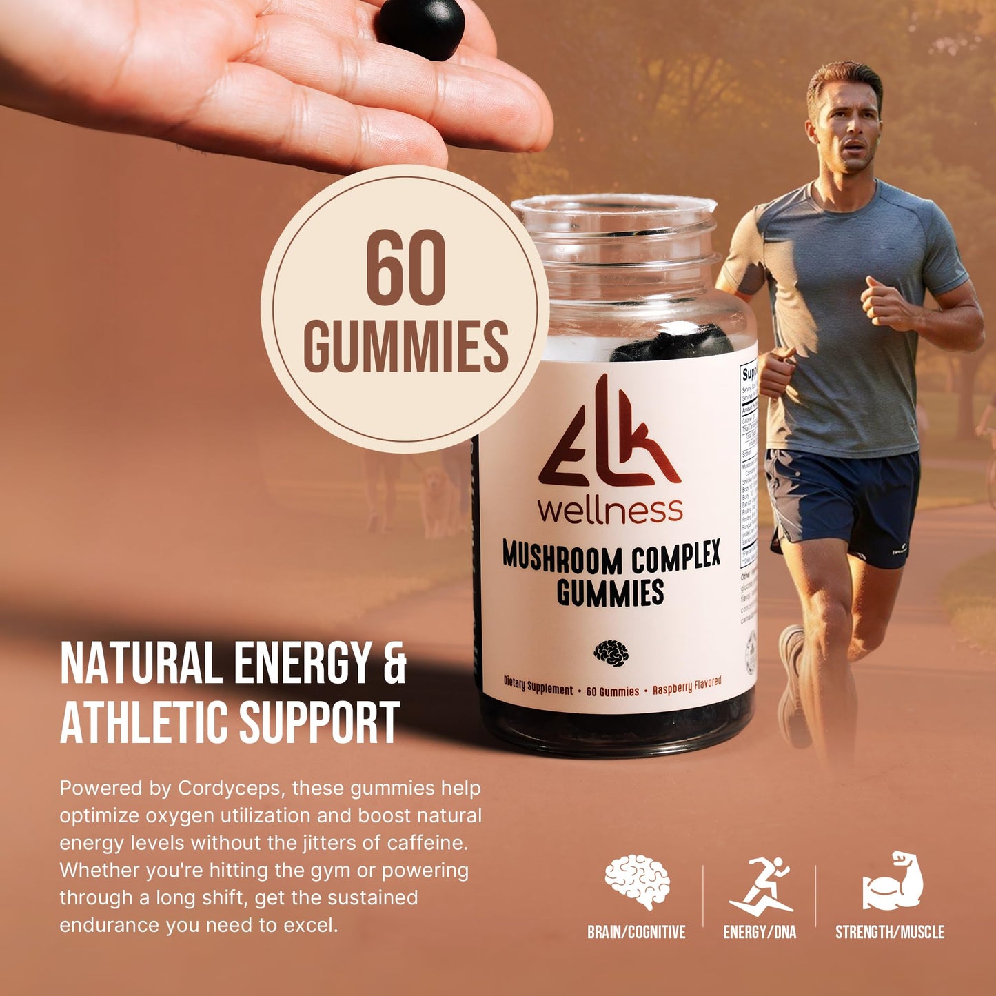 ELK Wellness 10-in-1 Mushroom Gummies Lions Mane Raspberry 60 Count