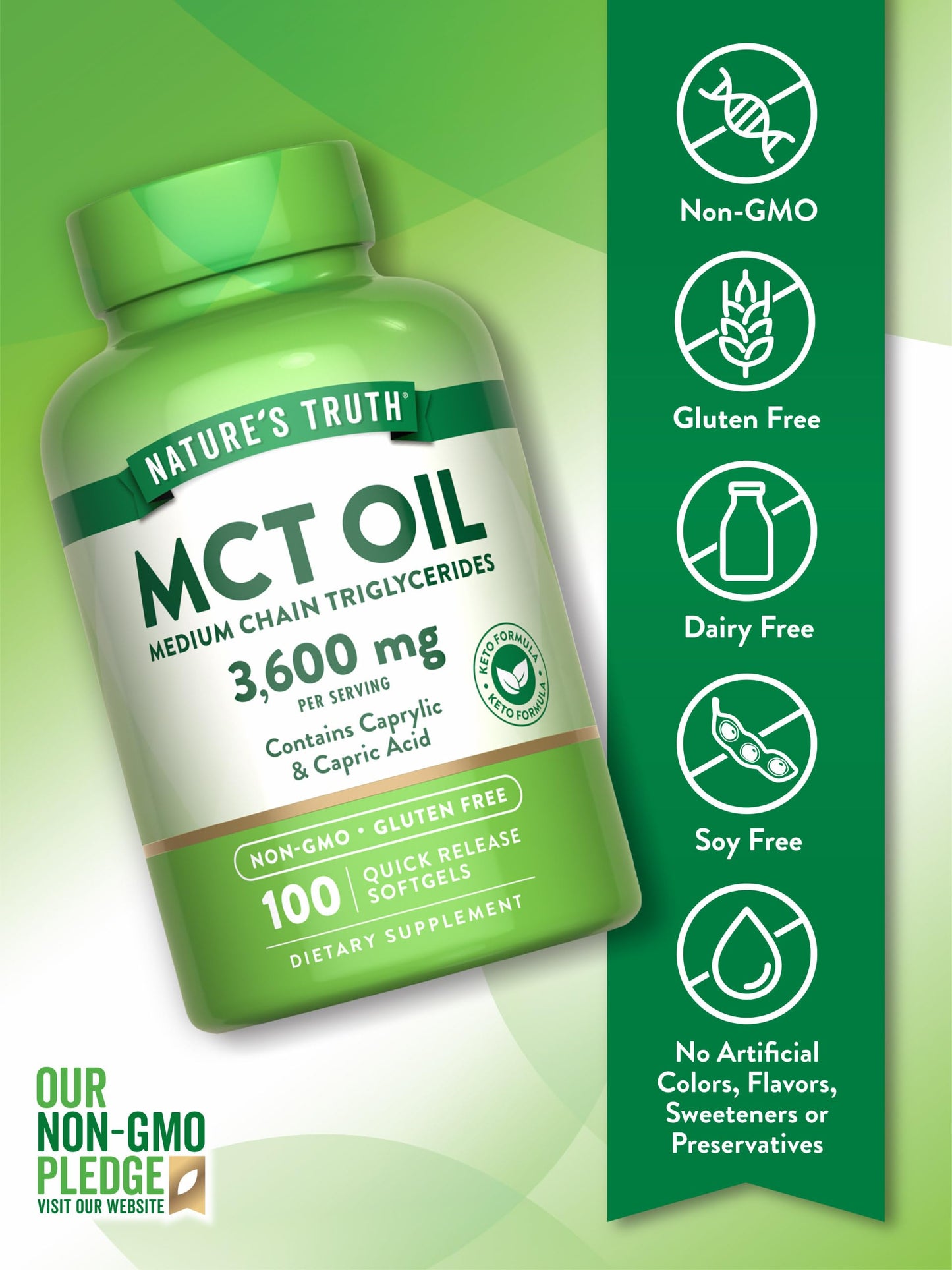 Nature's Truth MCT Oil Softgels, 100 Count