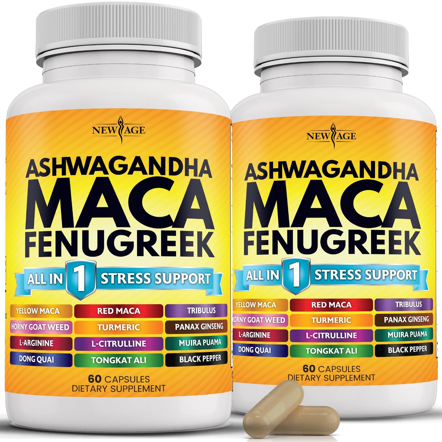 NEW AGE Ashwagandha Maca Root Fenugreek Tongkat Ali Ginseng Capsule 120