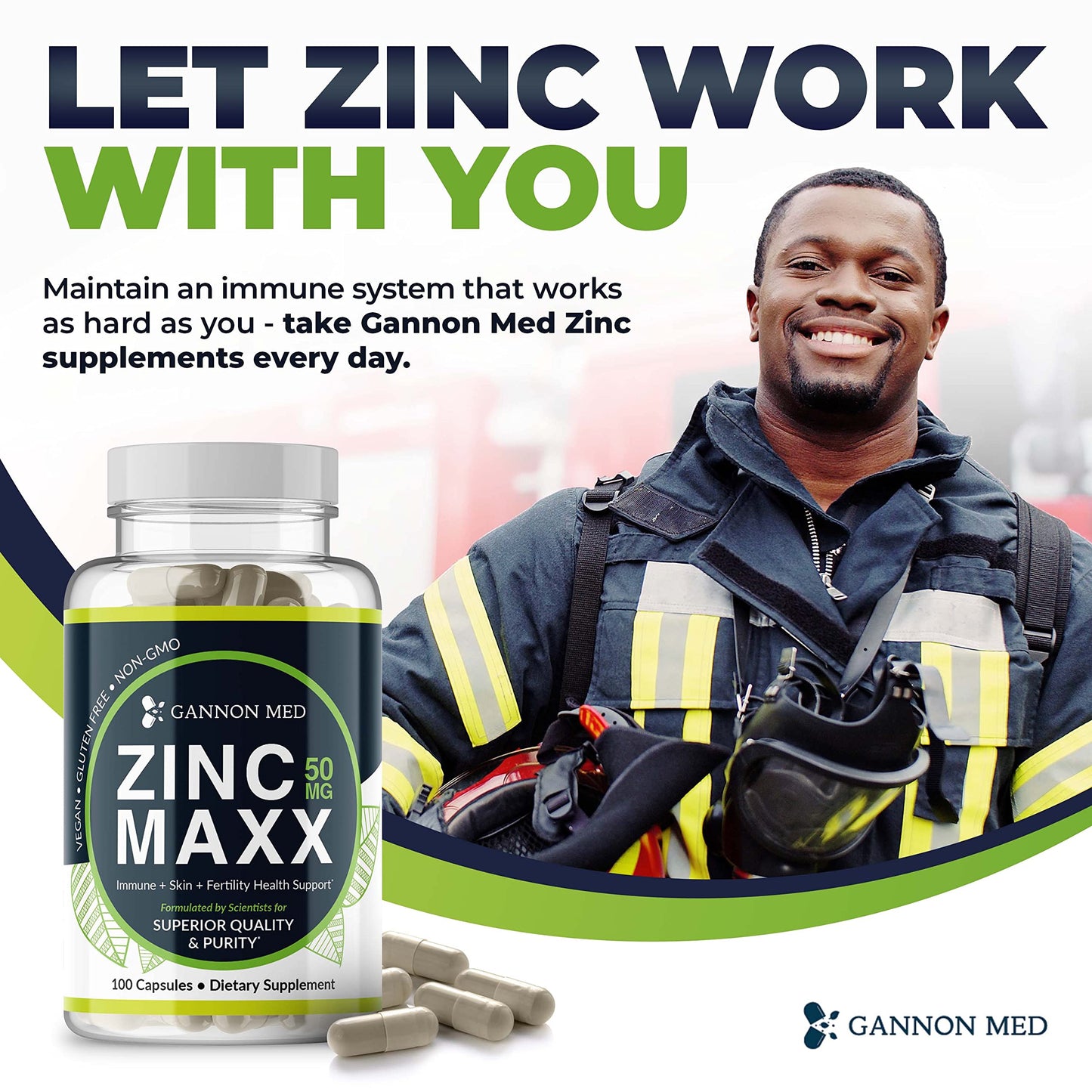 GANNON MED Zinc Chelate Immune Booster Tablets, 100 Count