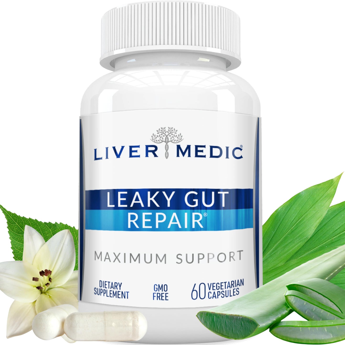 Liver Medic Leaky Gut Repair Natural Gut Health Supplement 1000mg, 60 Capsules