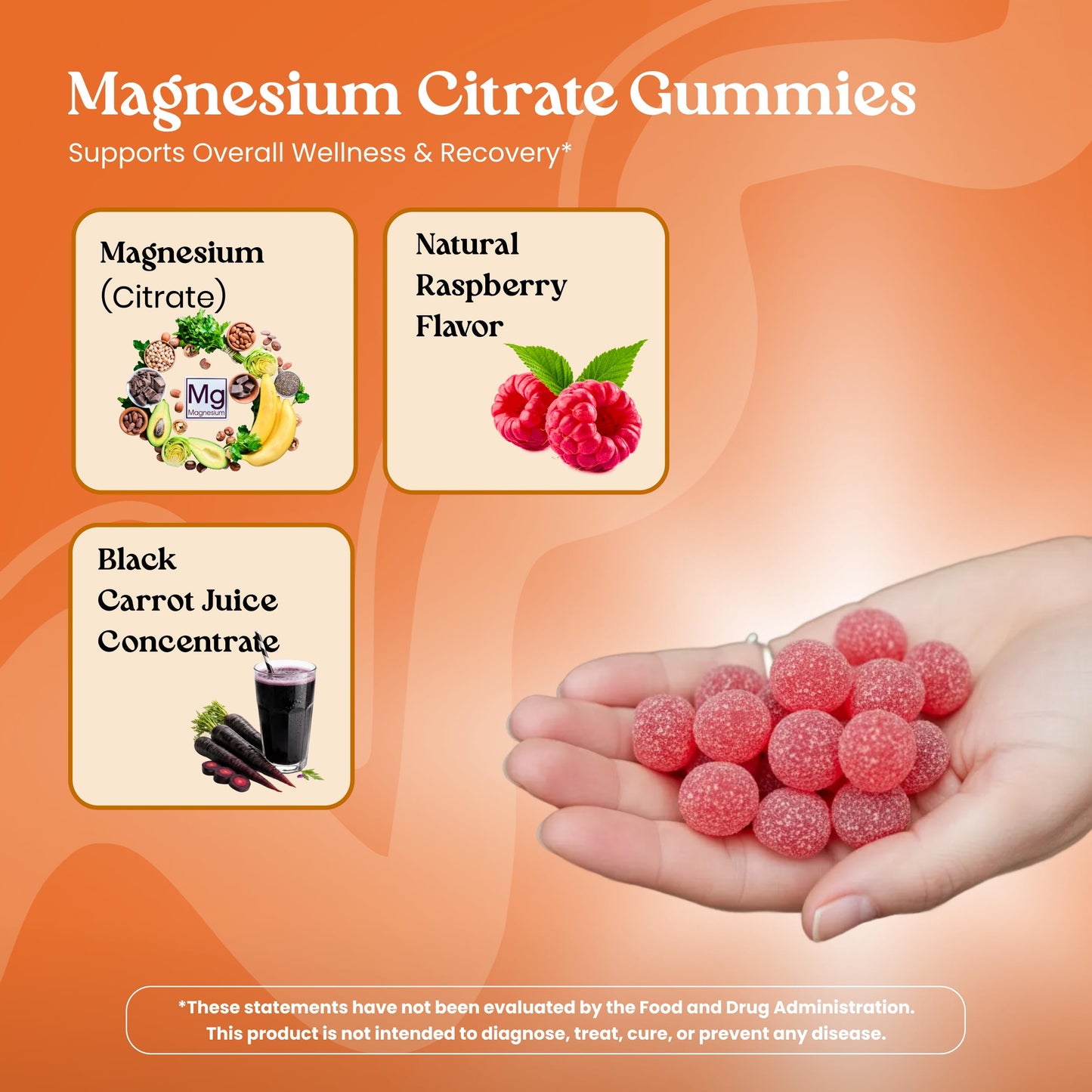 Vita Globe Magnesium Citrate Gummies 70mg, Sleep & Calm Support, Non-GMO, 60 Gummies