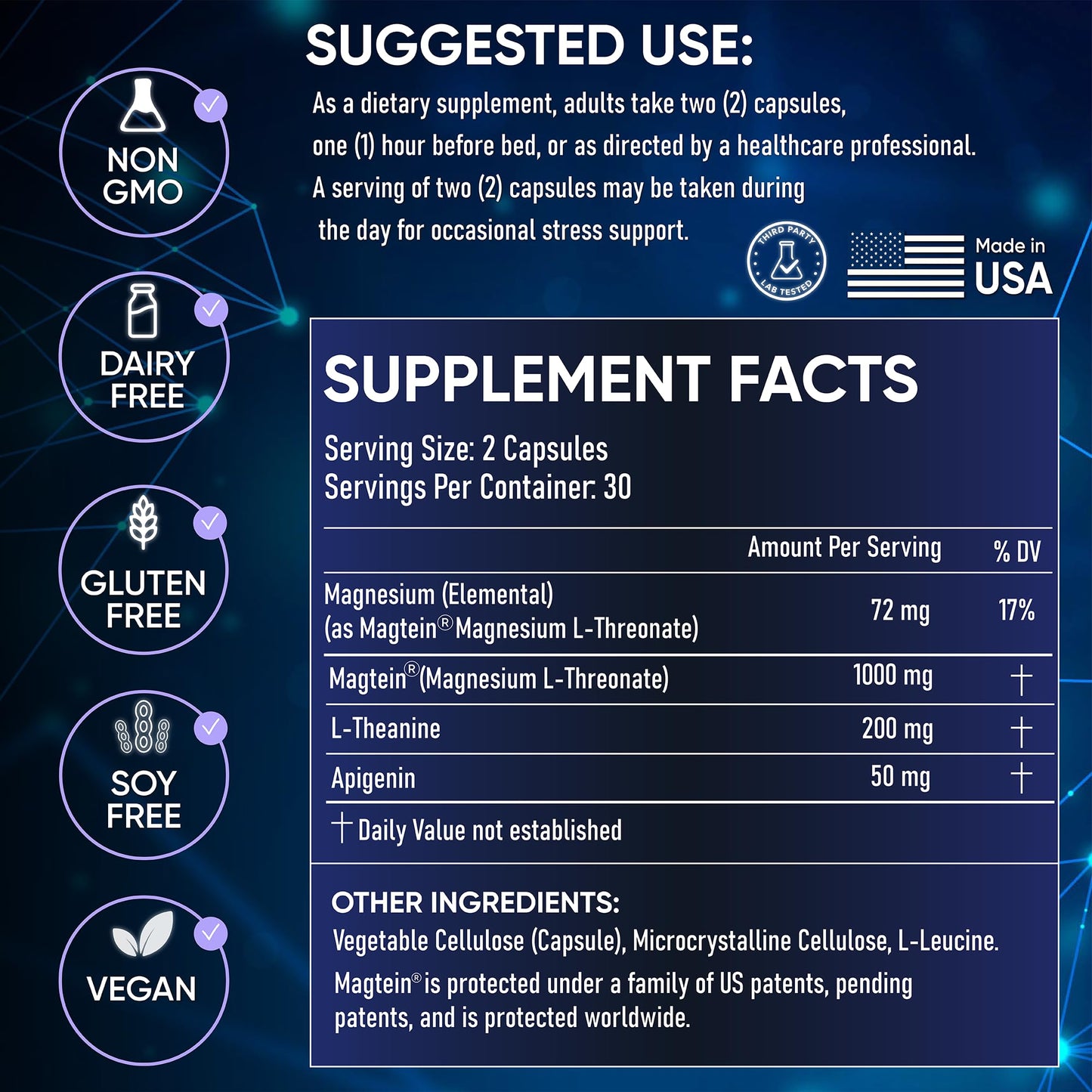 Nurses Nutrition Magnesium L-Threonate Sleep Support Capsule, 60 Count