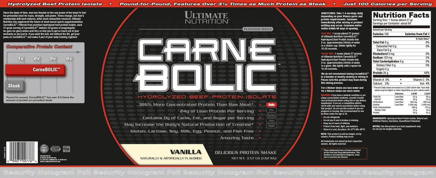Ultimate Nutrition CarneBOLIC Beef Protein Isolate Powder 64 Servings