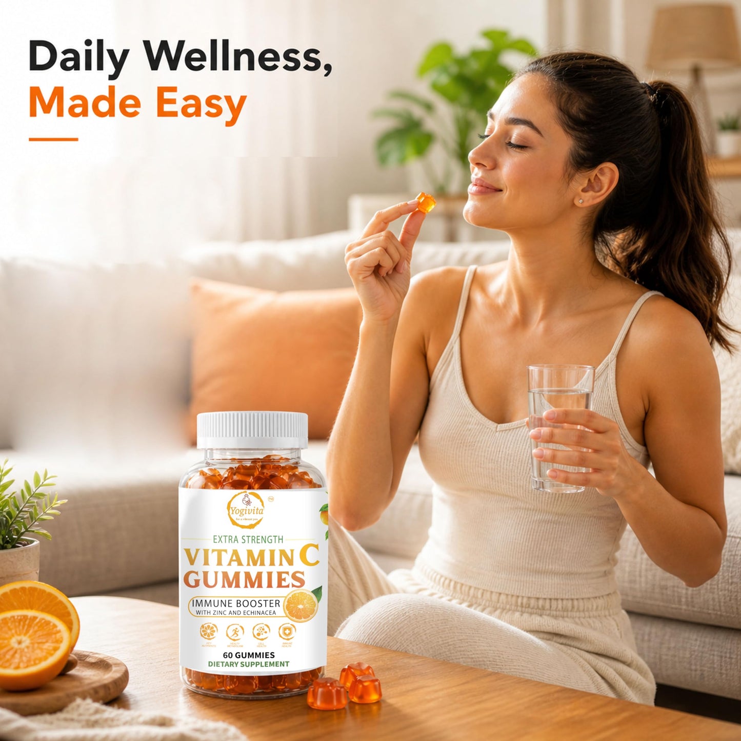 Yogivita Vitamin C Gummies with Zinc & Echinacea – Immune Support – 60 Gummies