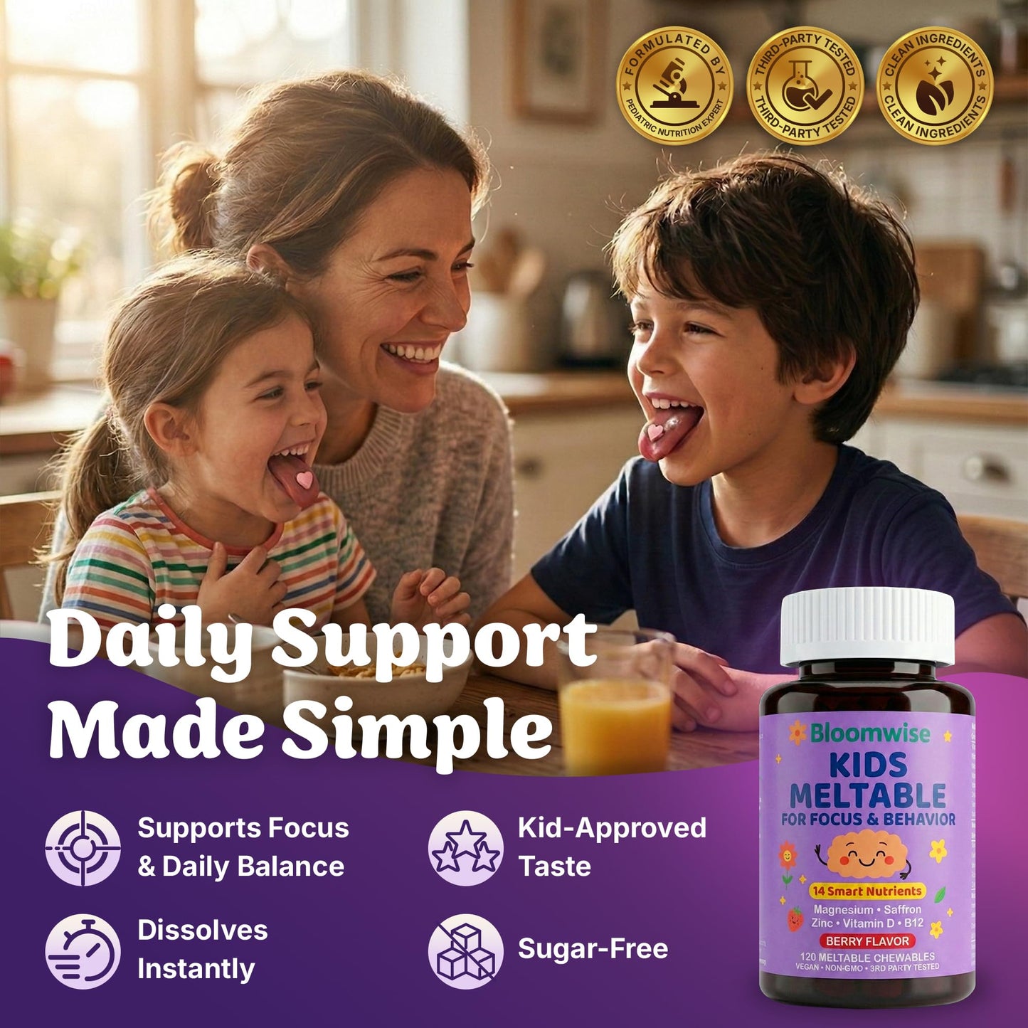 Hello Bloomwise Kids Meltable Multivitamin Chewable, 120 Count